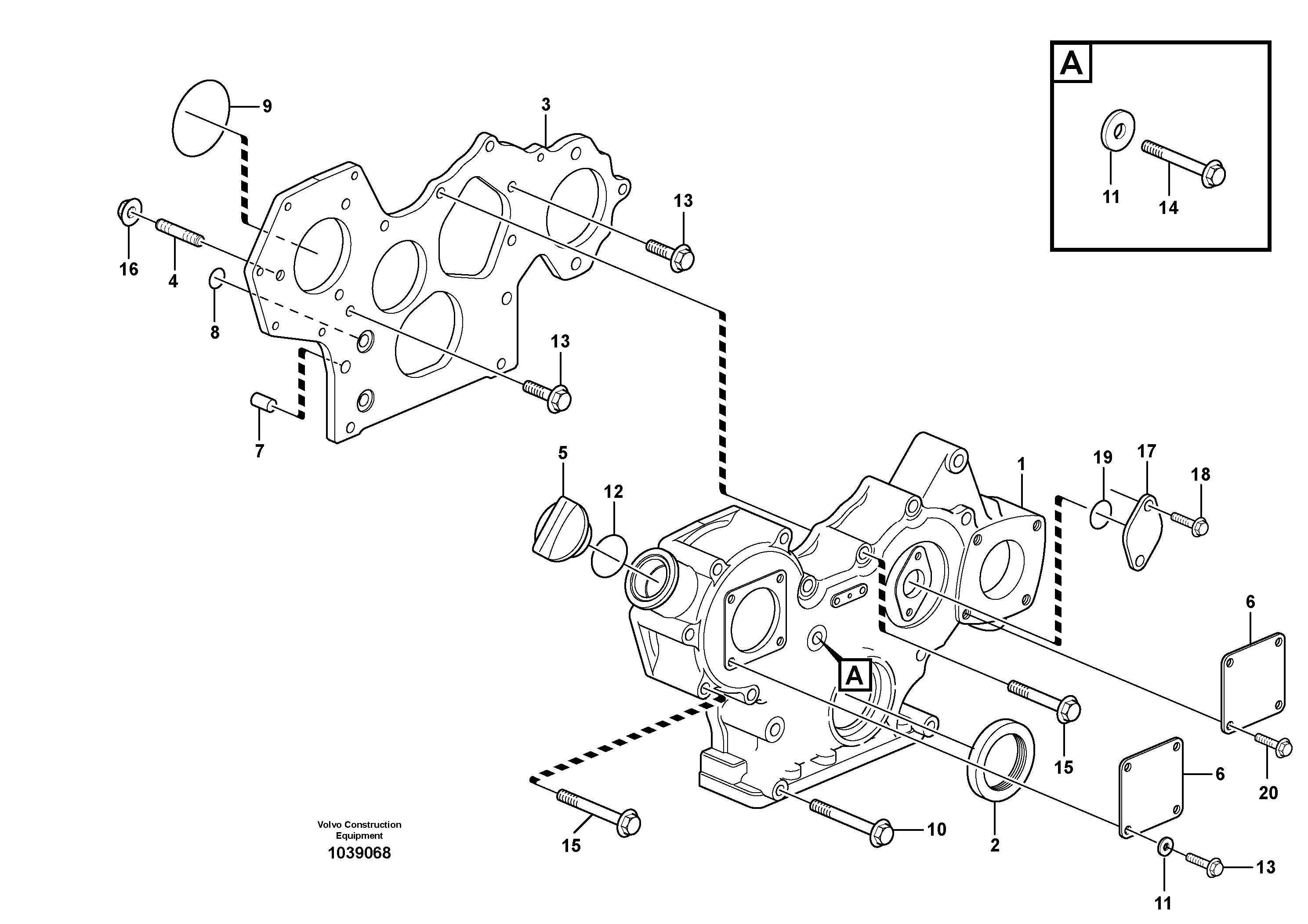 Схема запчастей Volvo MC70B - 65034 Timing gear casing and gears MC70B S/N 71000 -