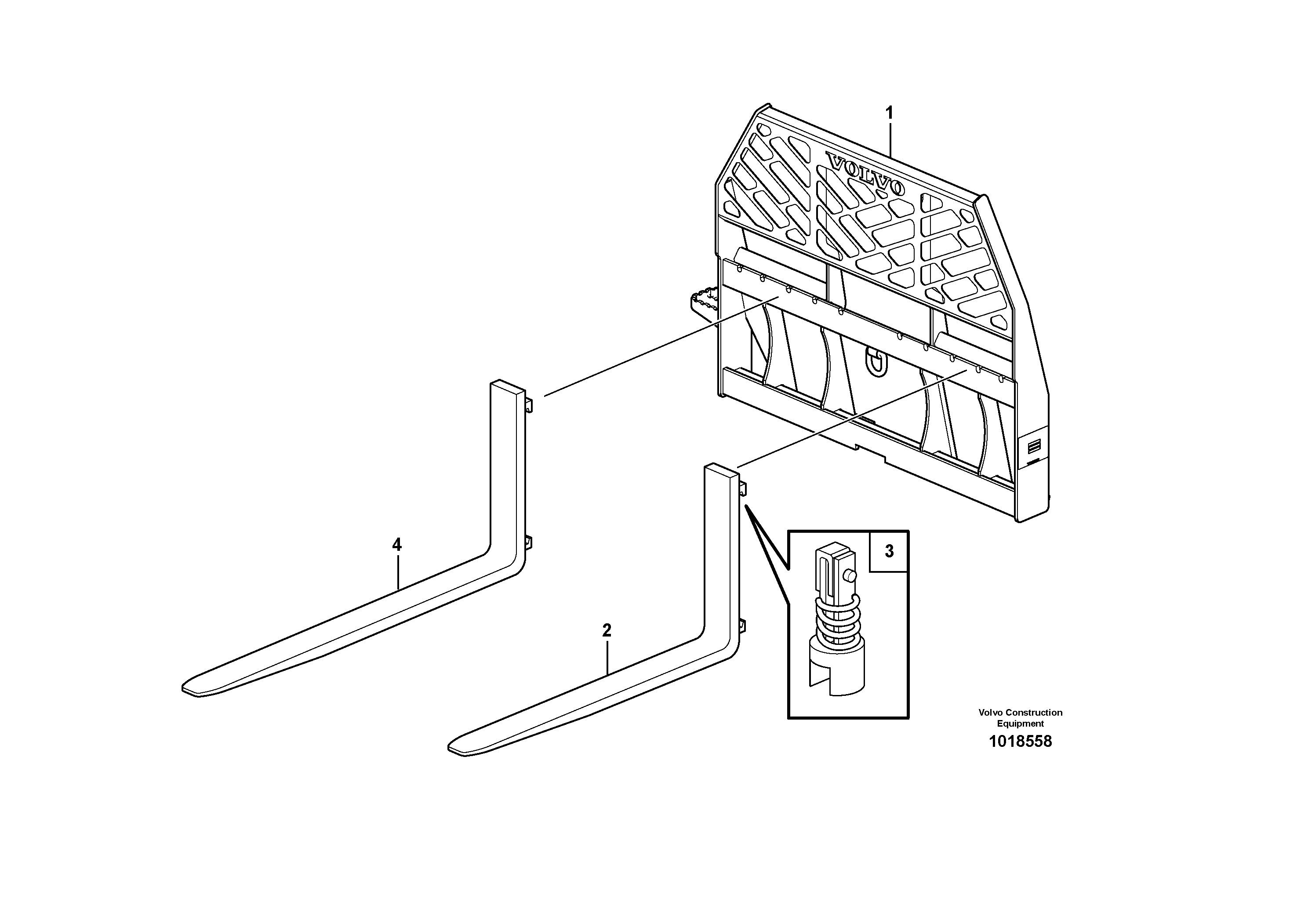 Схема запчастей Volvo MC70B - 92814 Forks (optional) MC70B