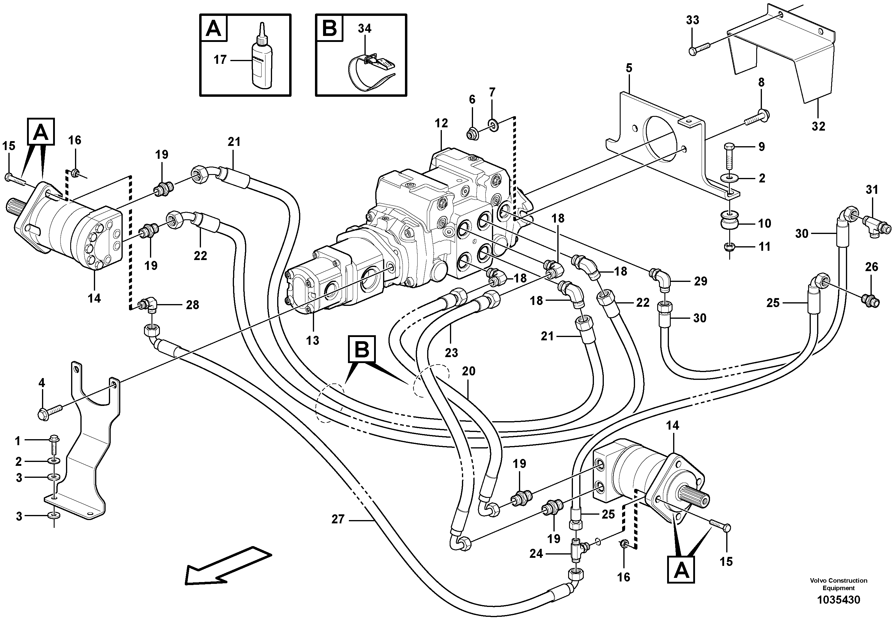 Схема запчастей Volvo MC70B - 38873 Hydraulic system Transport MC70B S/N 71000 -