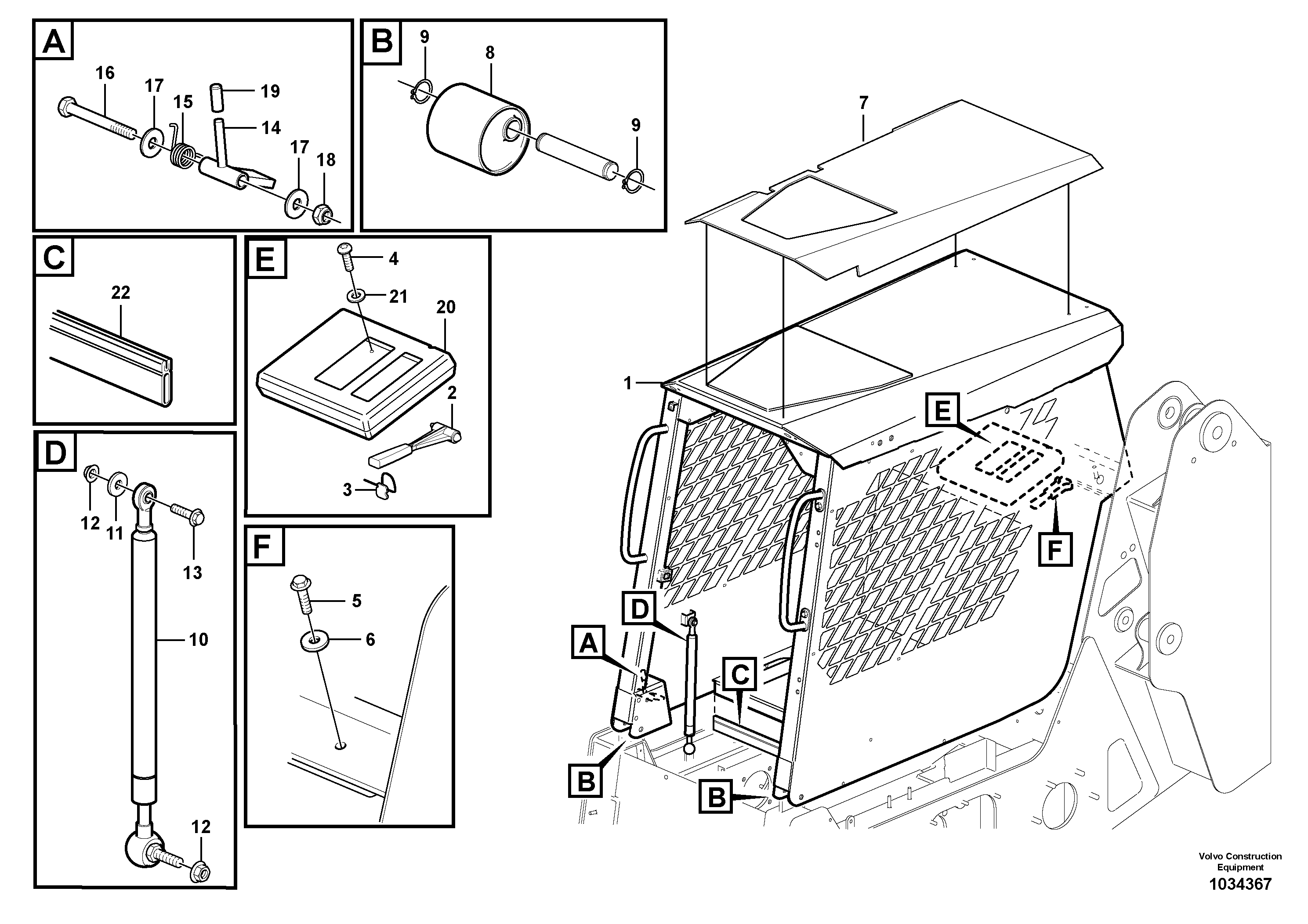 Схема запчастей Volvo MC70B - 80877 Cab body MC70B S/N 71000 -