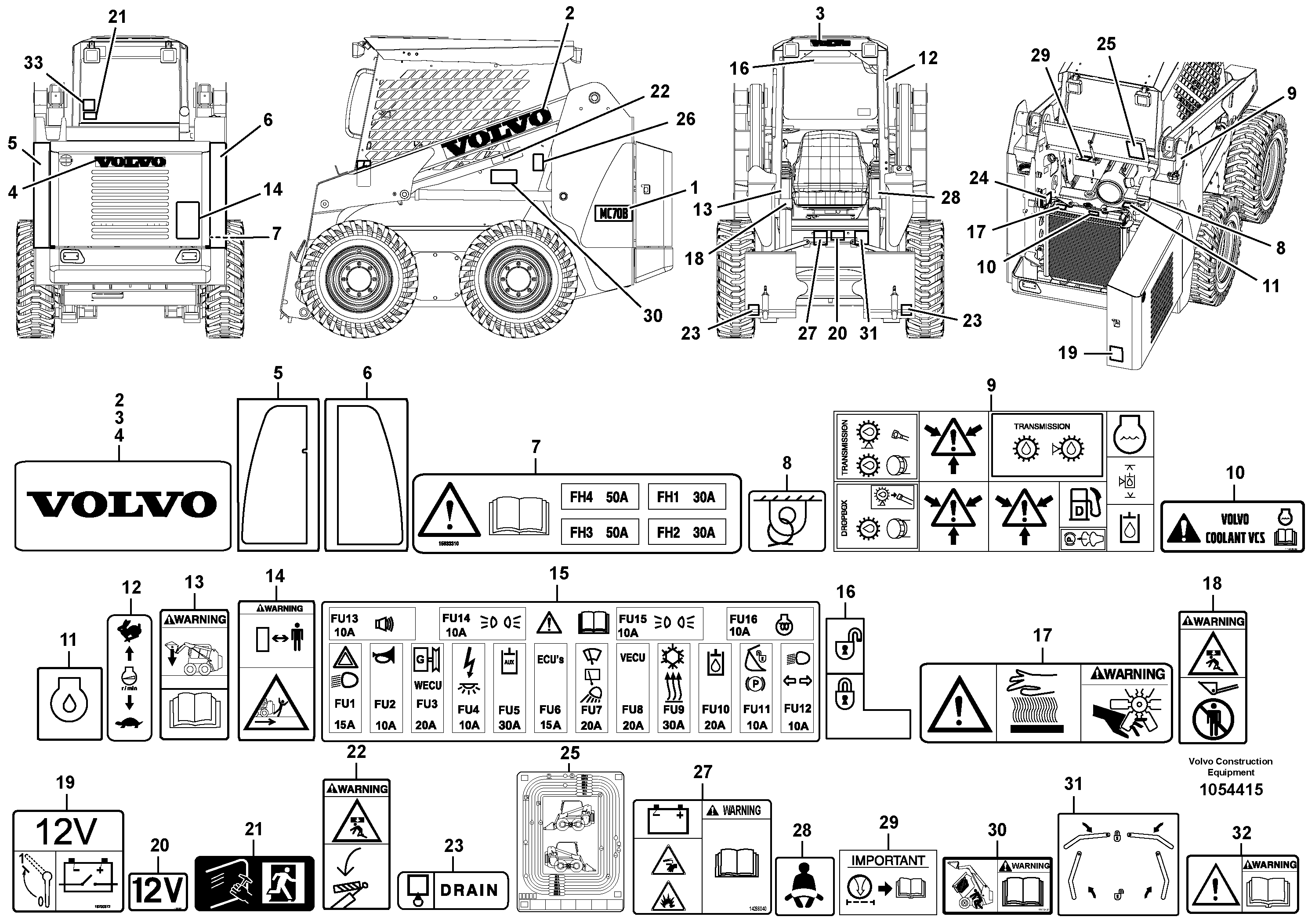 Схема запчастей Volvo MC70B - 104227 Decals MC70B S/N 71000 -