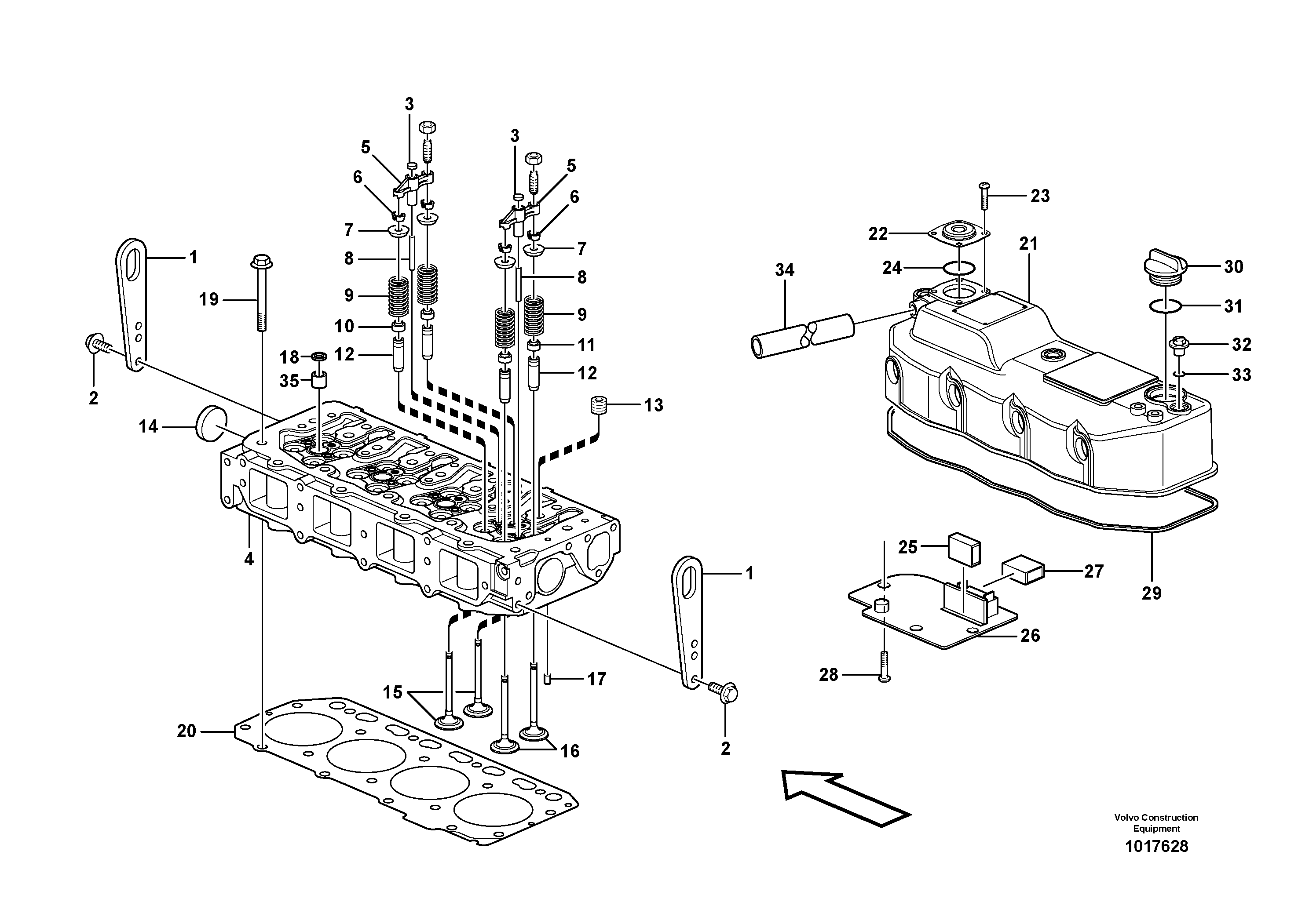 Схема запчастей Volvo MC70B - 56819 Головка блока цилиндров MC70B