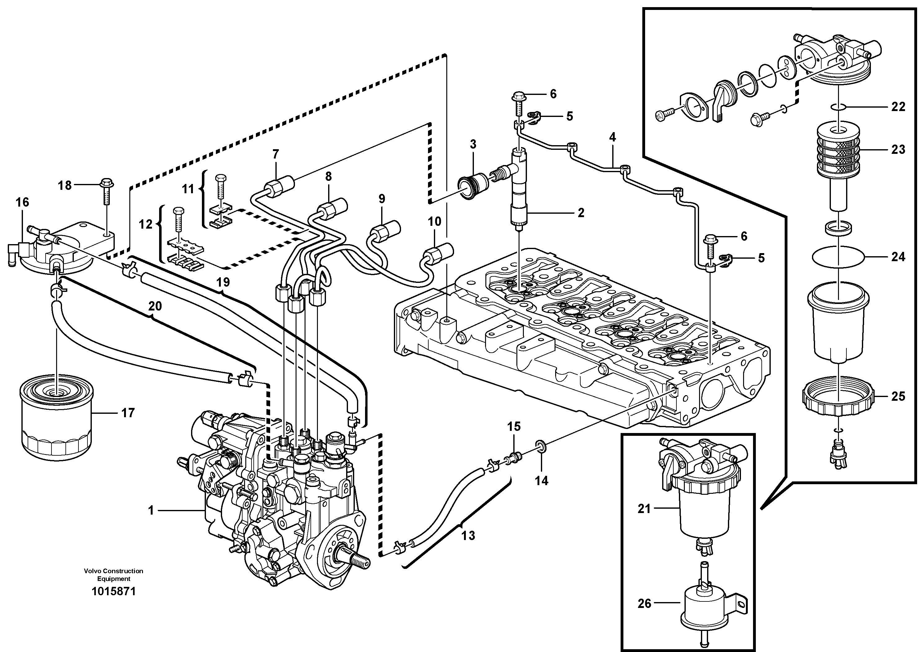 Схема запчастей Volvo MC70B - 56829 Fuel lines and injectors MC70B