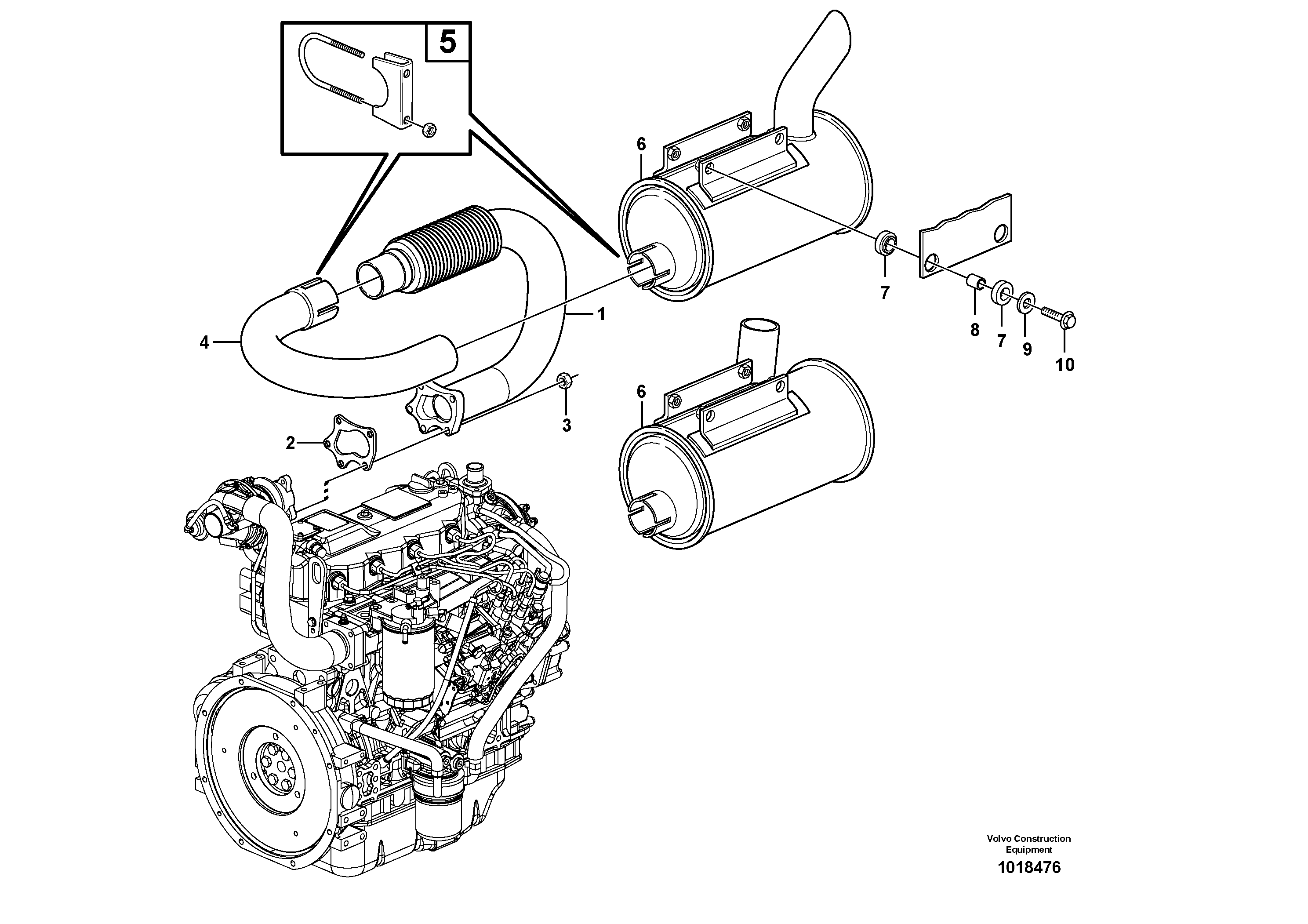 Схема запчастей Volvo MC70B - 56831 Выхлопная система MC70B