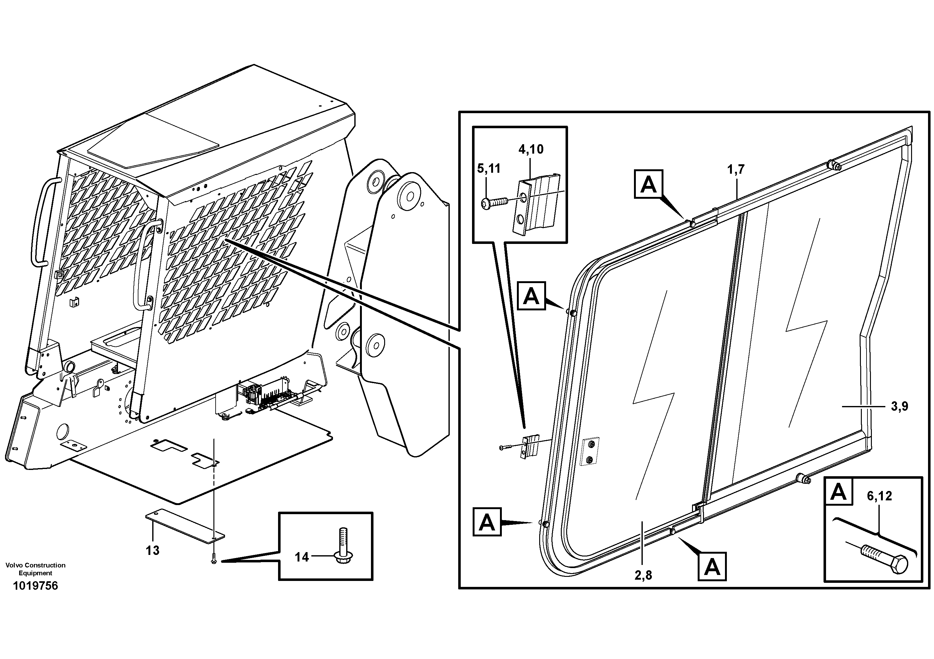 Схема запчастей Volvo MC70B - 11275 Sliding window MC70B