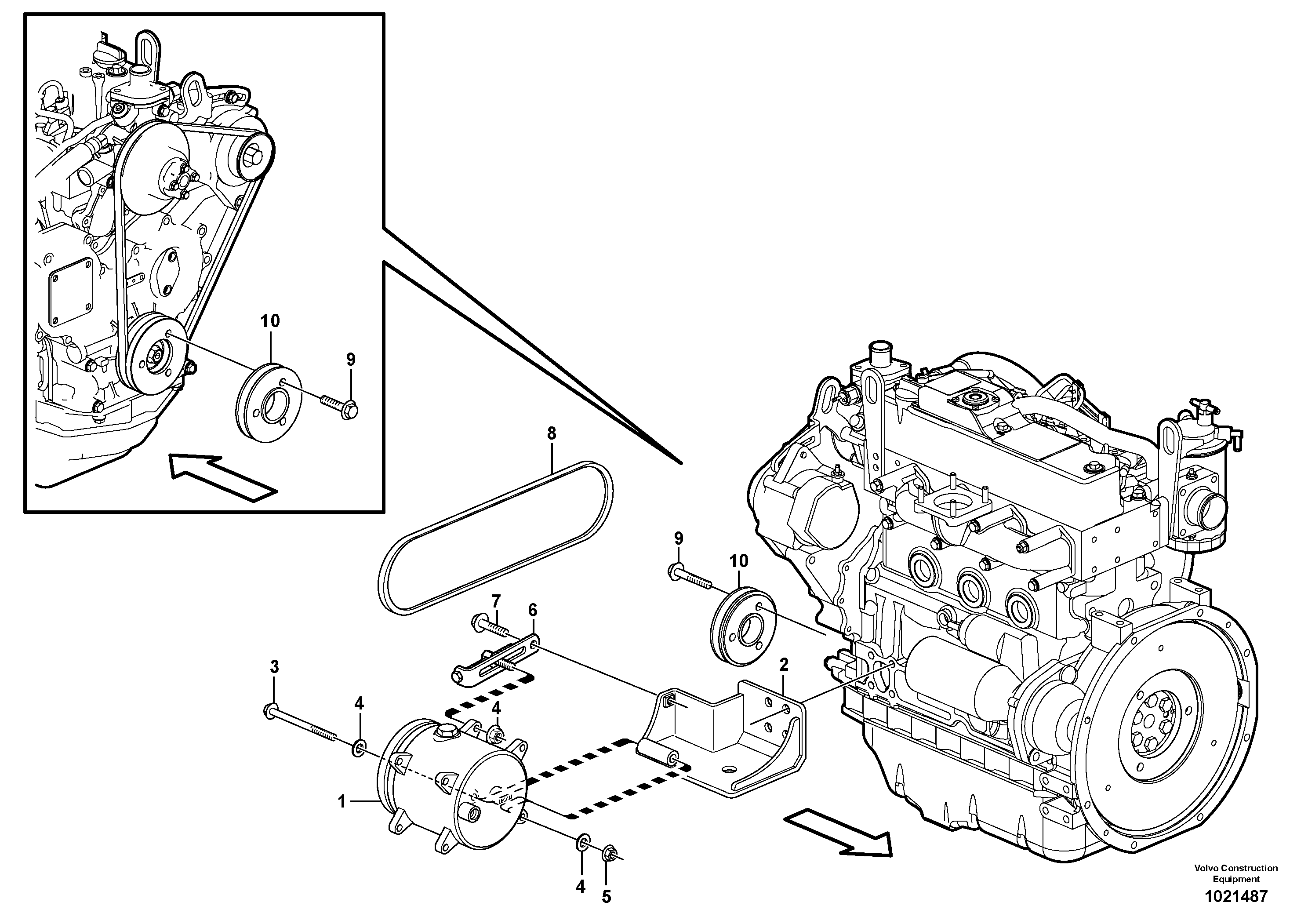 Схема запчастей Volvo MC70B - 61264 Compressor with fitting parts, cooling agent R134 A MC70B
