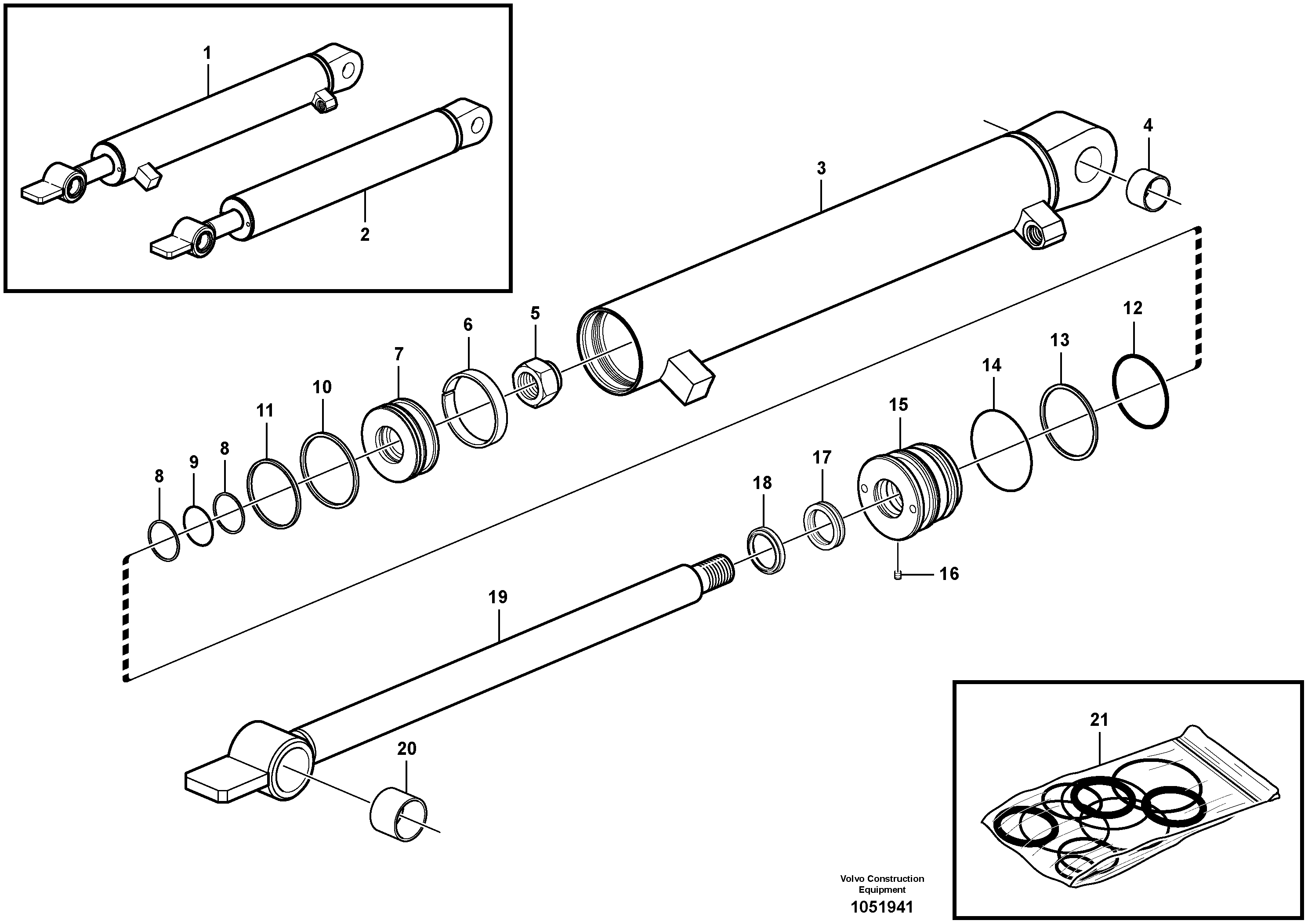 Схема запчастей Volvo MC80B - 8047 Hydraulic cylinder, tilting MC80B