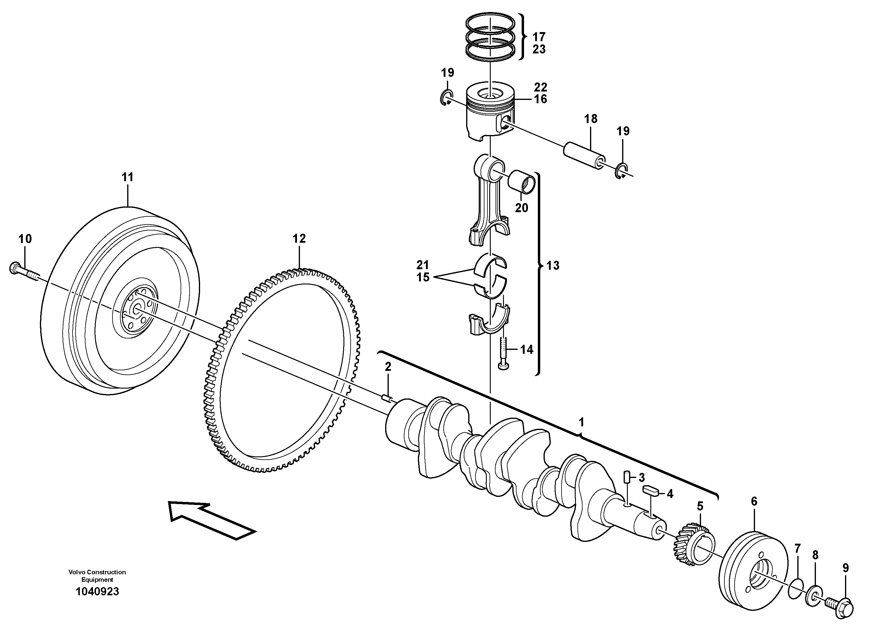 Схема запчастей Volvo MC80B - 60468 Crankshaft and related parts MC80B S/N 71000 -