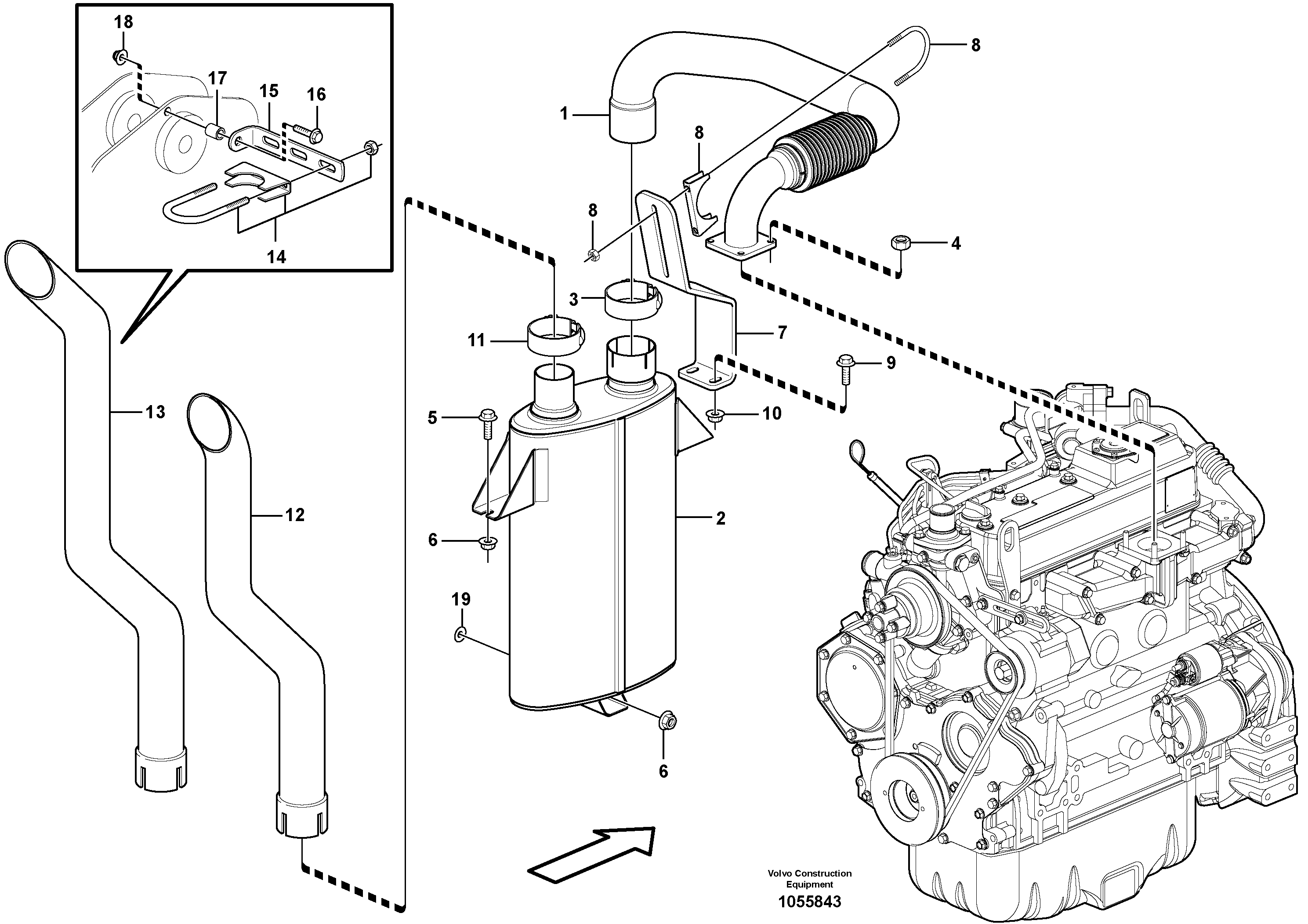 Схема запчастей Volvo MC80B - 55978 Выхлопная система MC80B S/N 71000 -