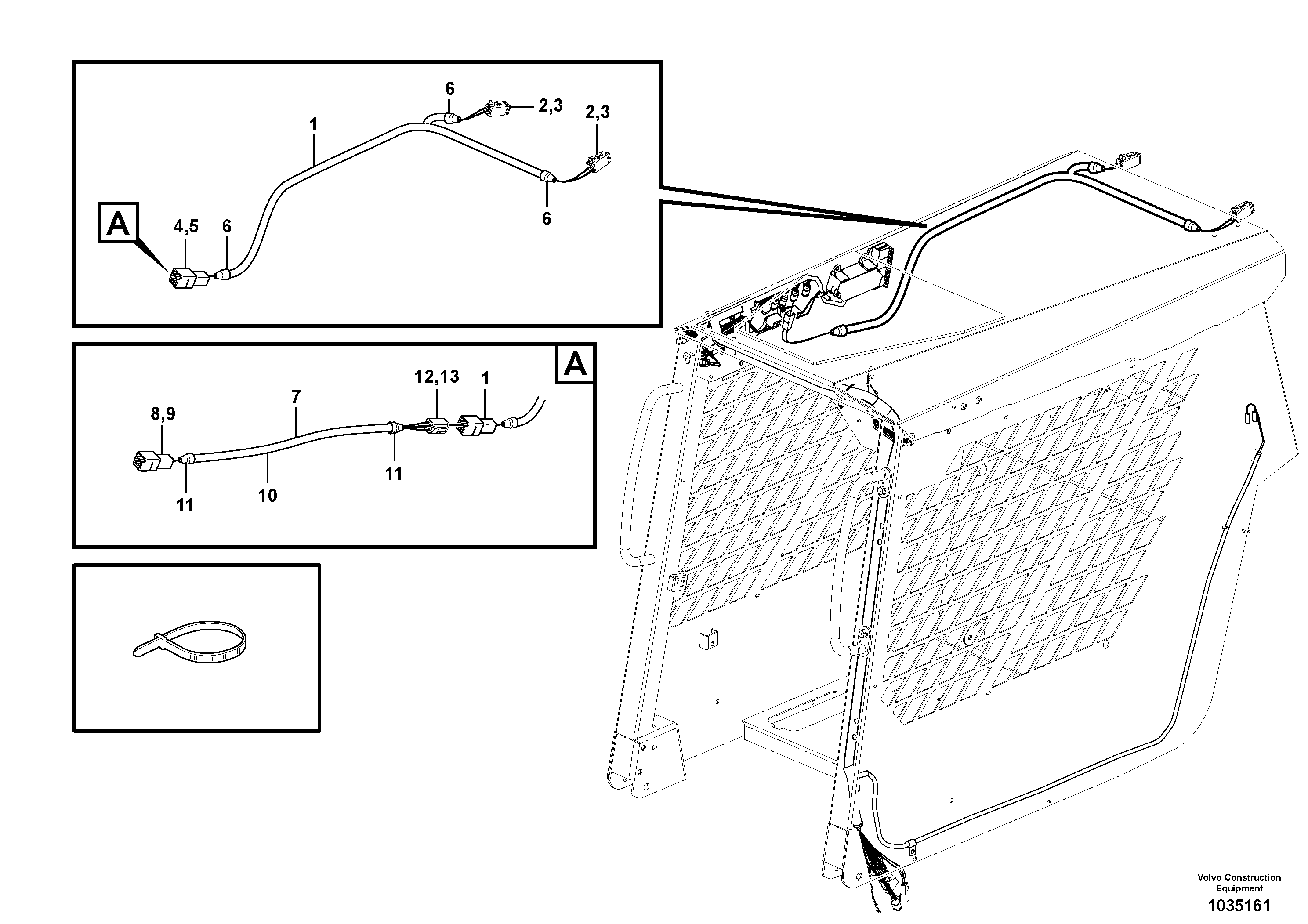 Схема запчастей Volvo MC80B - 104186 Cable harness, work lights MC80B S/N 71000 -