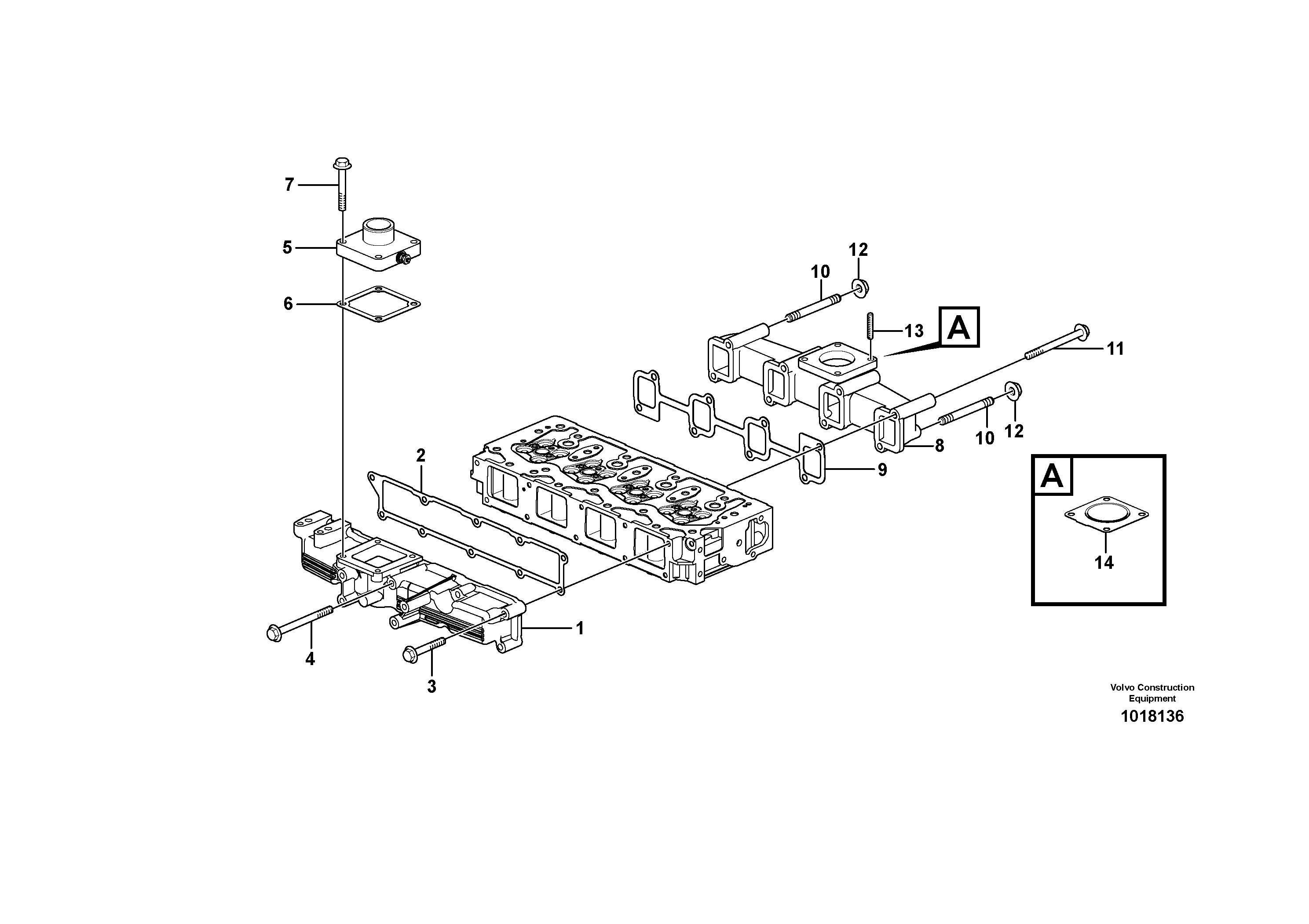 Схема запчастей Volvo MC80B - 8785 Inlet manifold and exhaust manifold MC80B
