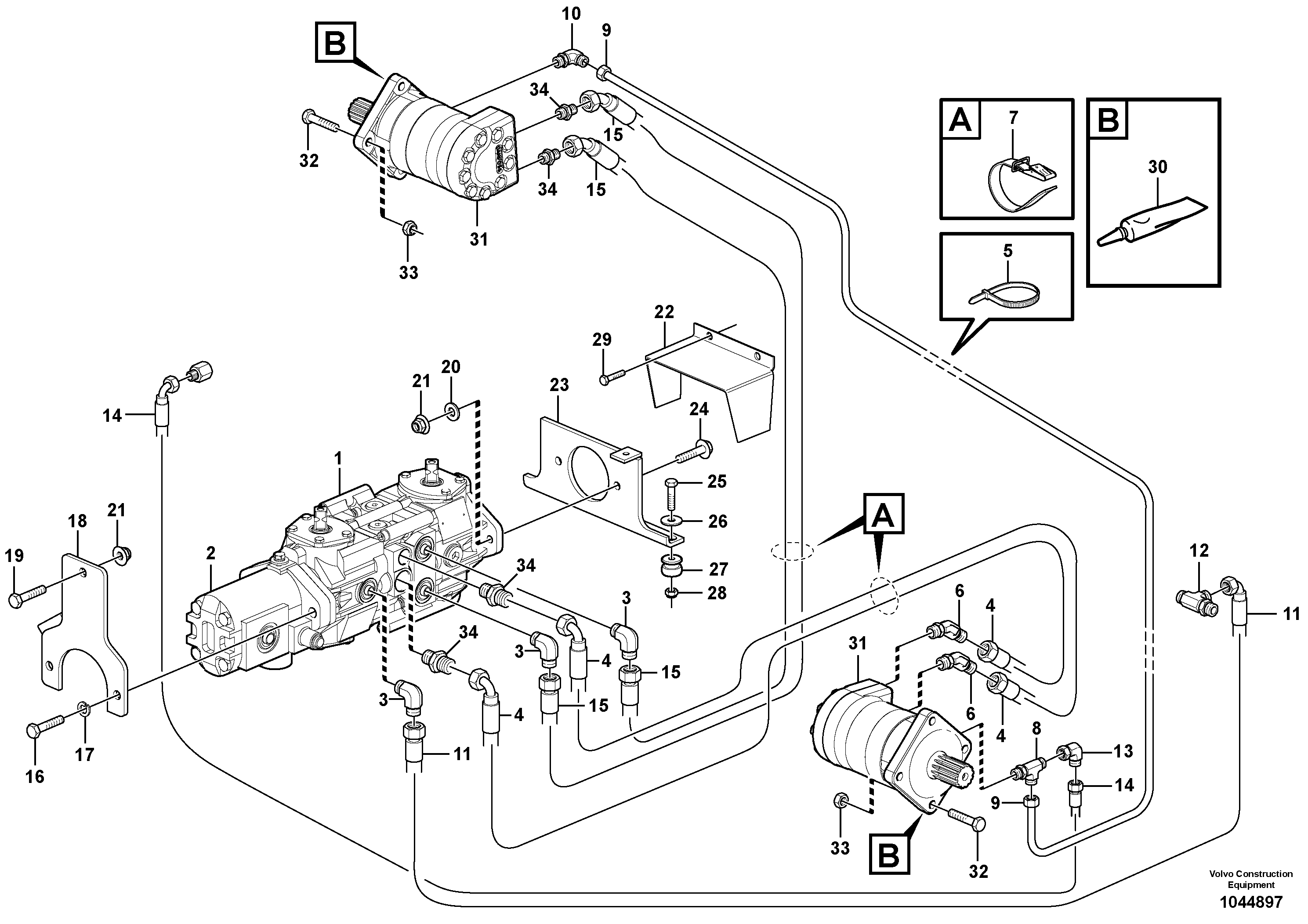 Схема запчастей Volvo MC80B - 97825 Hydraulic system Transport MC80B S/N 71000 -
