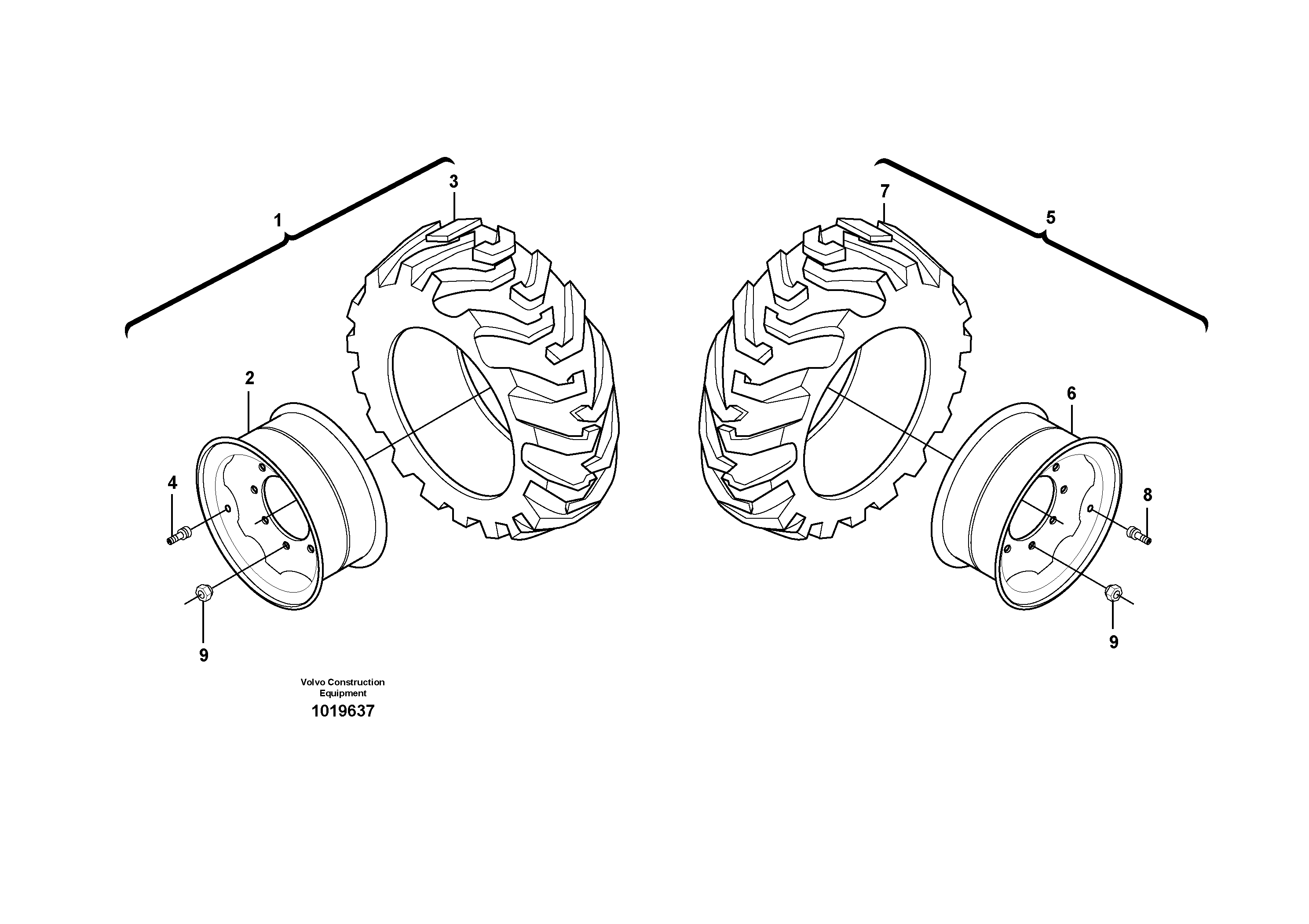 Схема запчастей Volvo MC80B - 63317 Wheel and tire MC80B S/N 71000 -