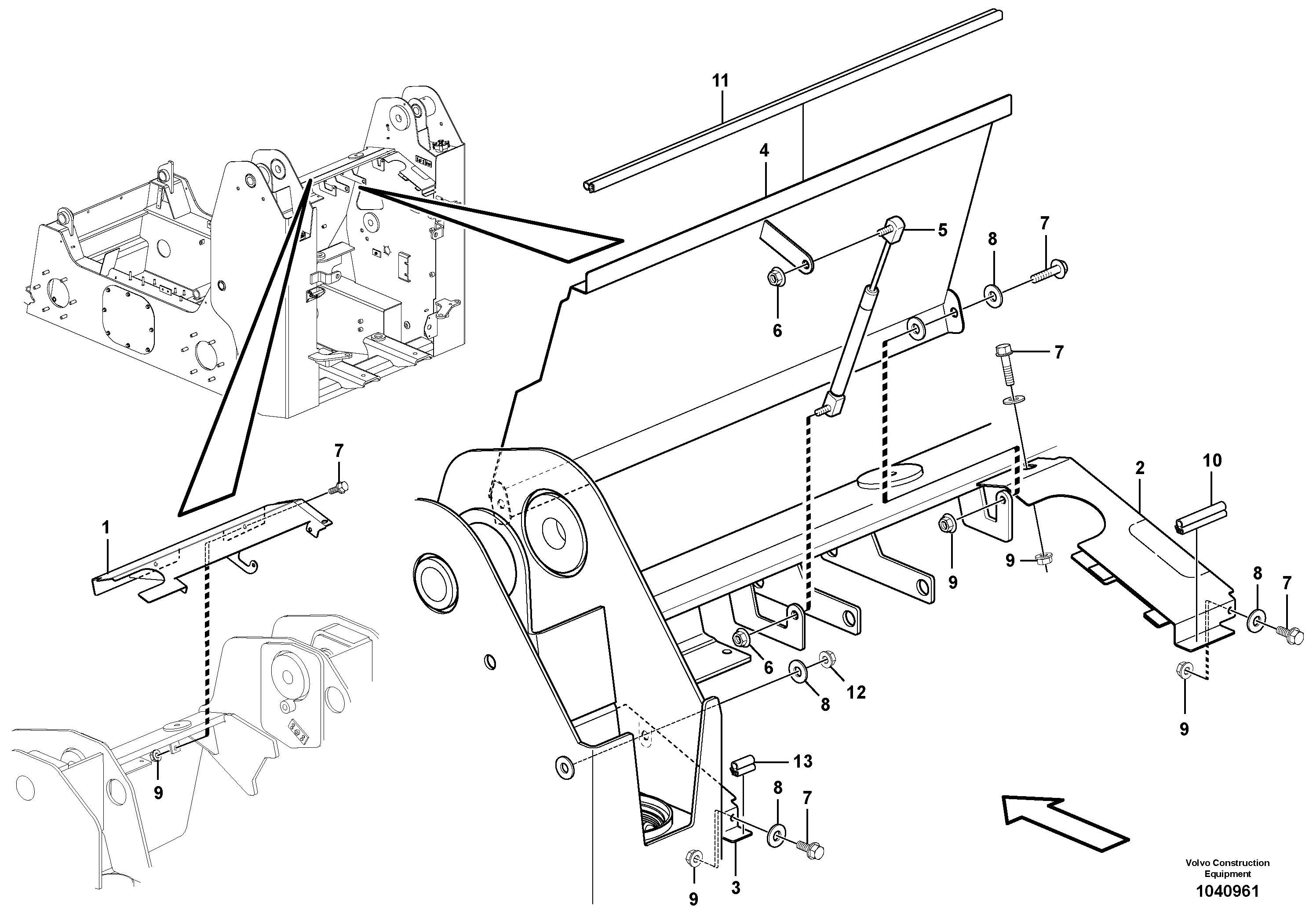 Схема запчастей Volvo MC80B - 83375 Крышка двигателя MC80B S/N 71000 -