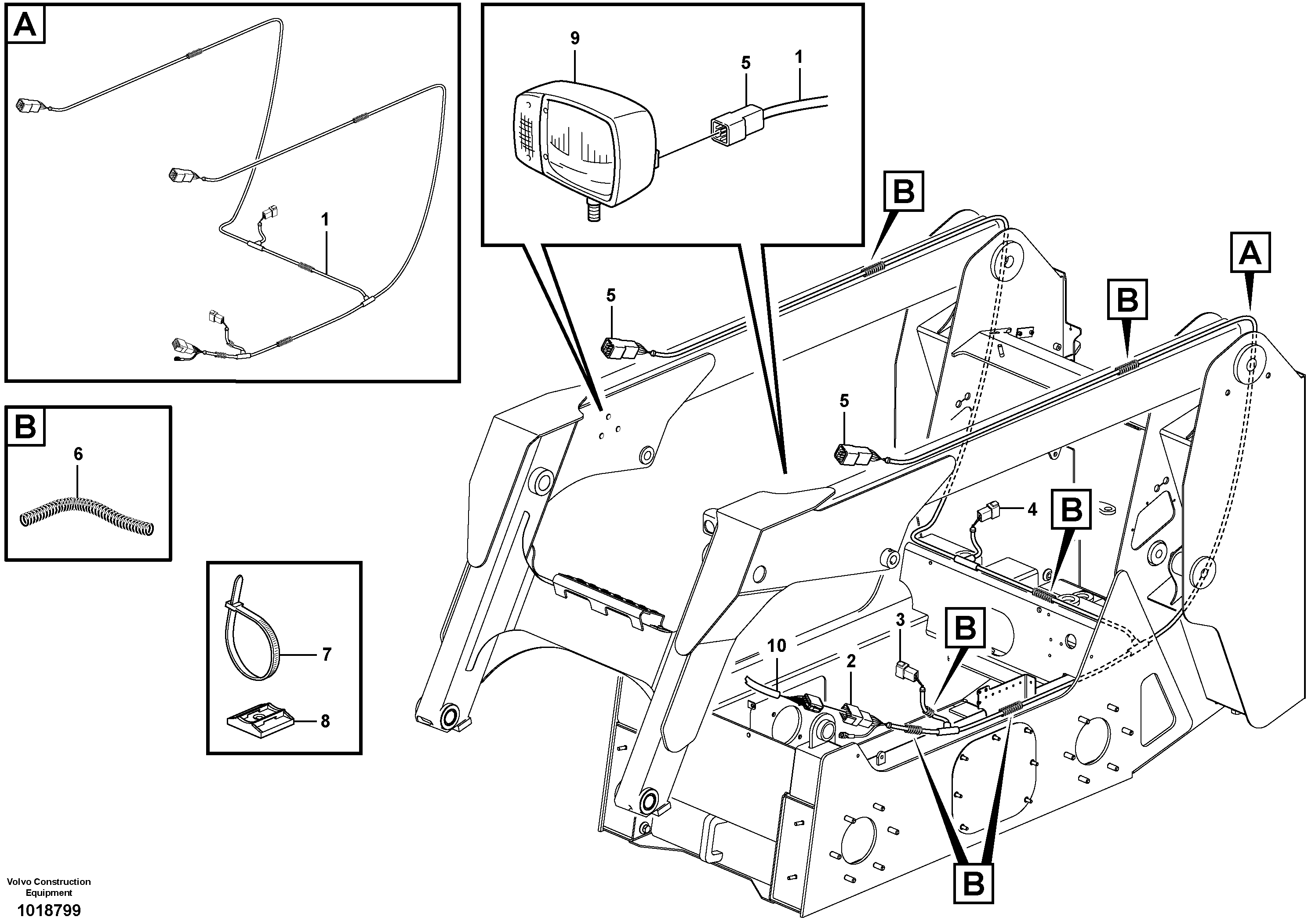 Схема запчастей Volvo MC80B - 9229 Cabel harness, lighting MC80B