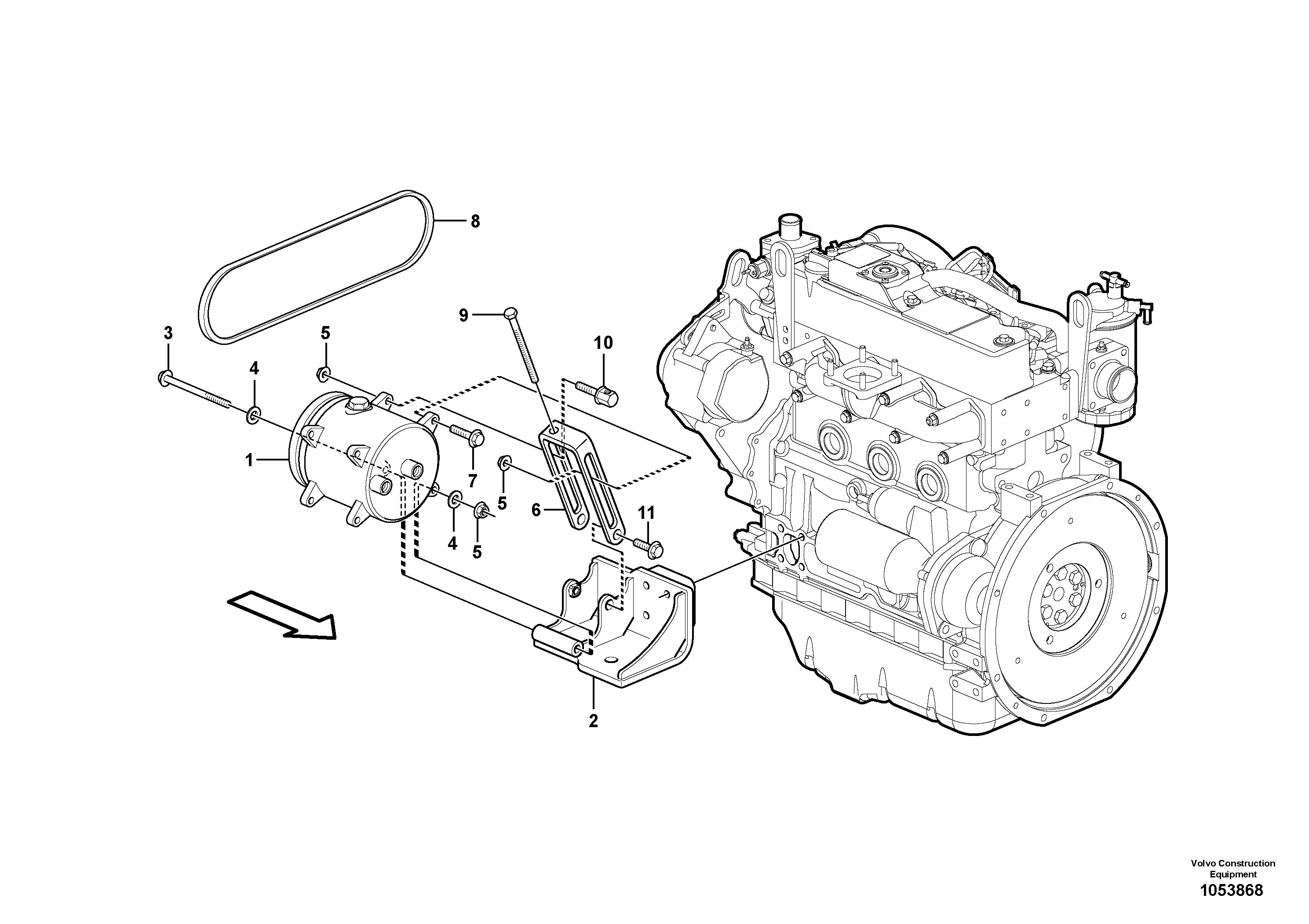 Схема запчастей Volvo MC80B - 60768 Compressor with fitting parts, cooling agent R134 A MC80B S/N 71000 -