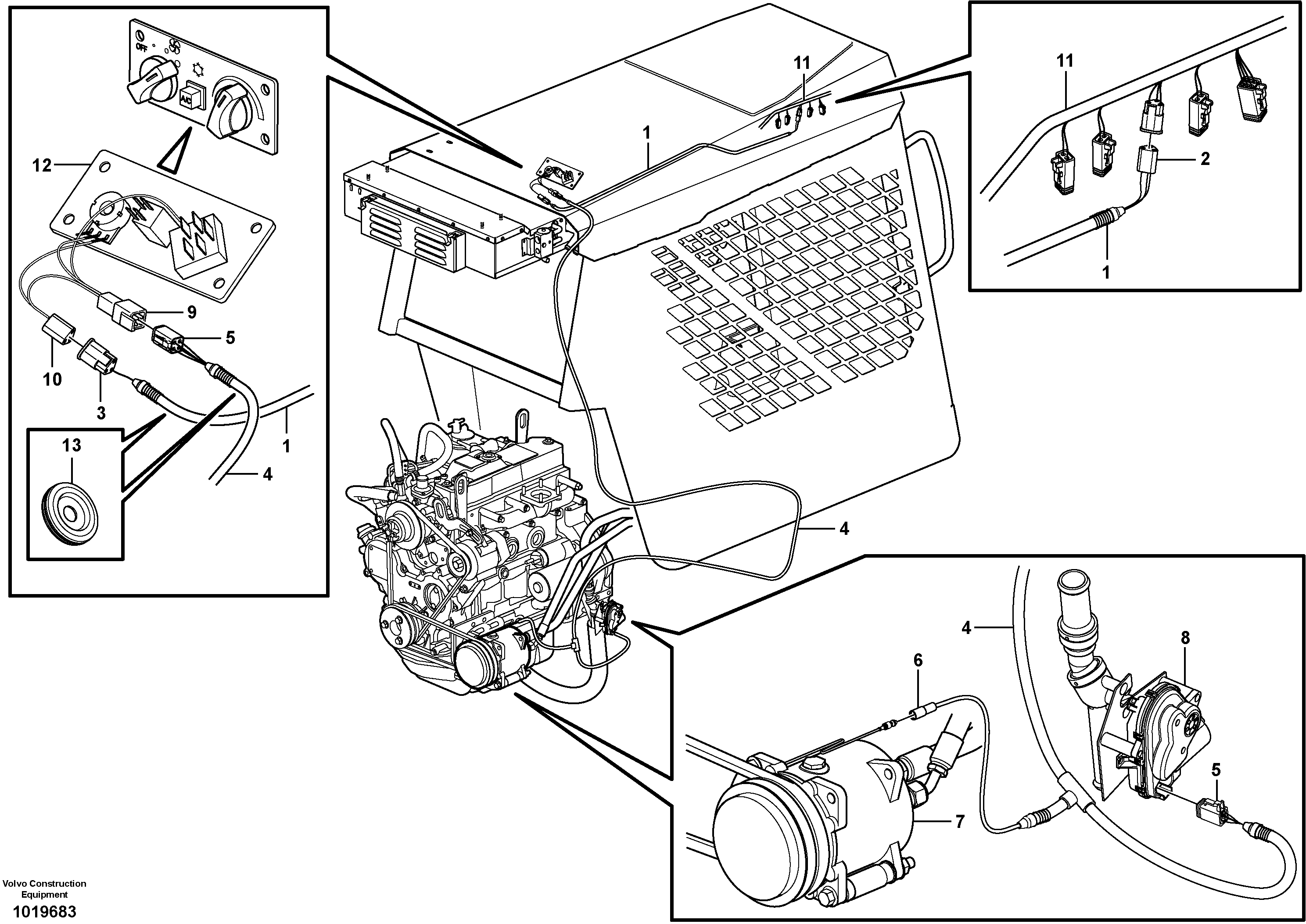 Схема запчастей Volvo MC80B - 9234 Cable harness, air conditioning MC80B