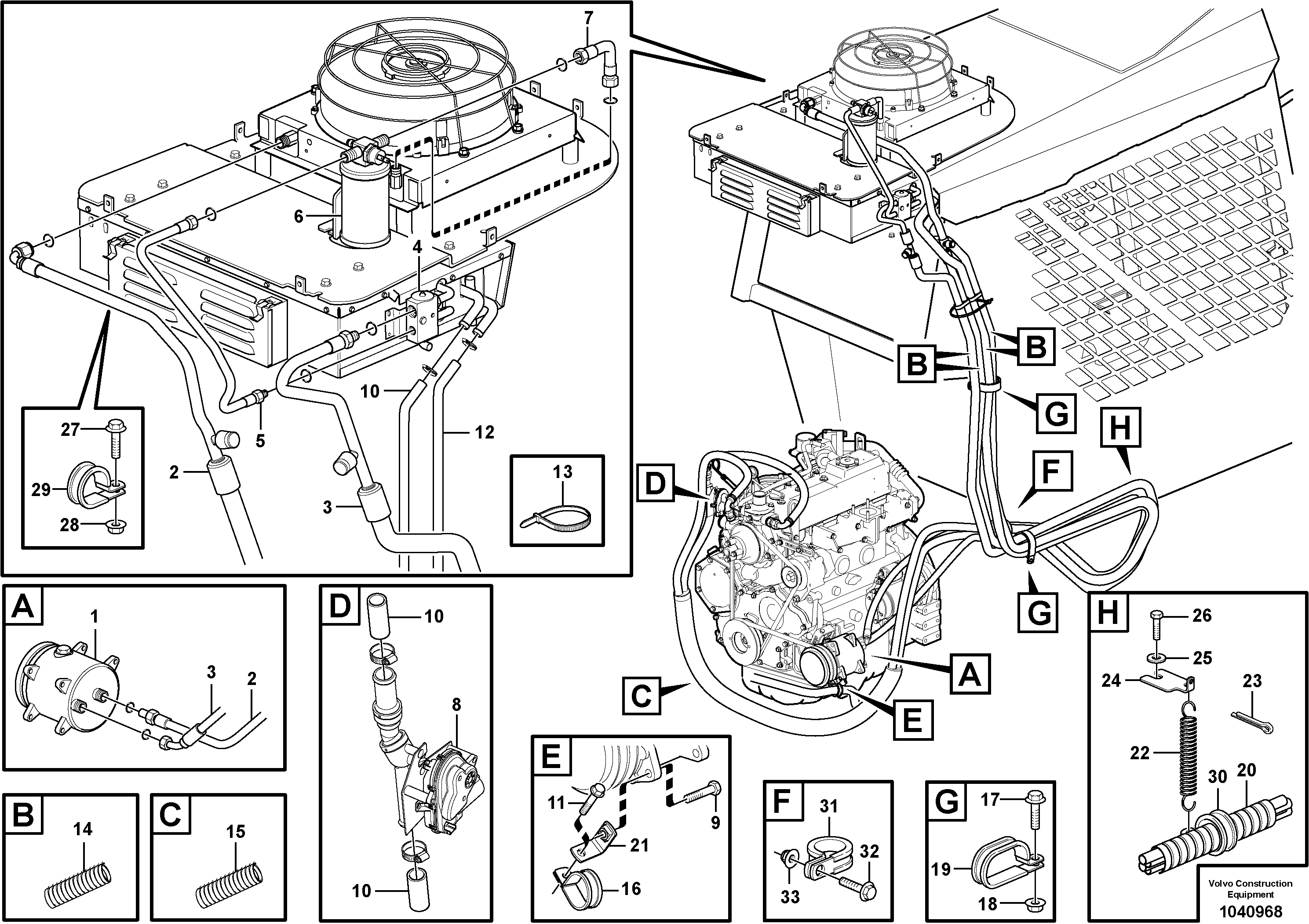 Схема запчастей Volvo MC80B - 96762 Installation hoses, heat and air conditioning MC80B S/N 71000 -