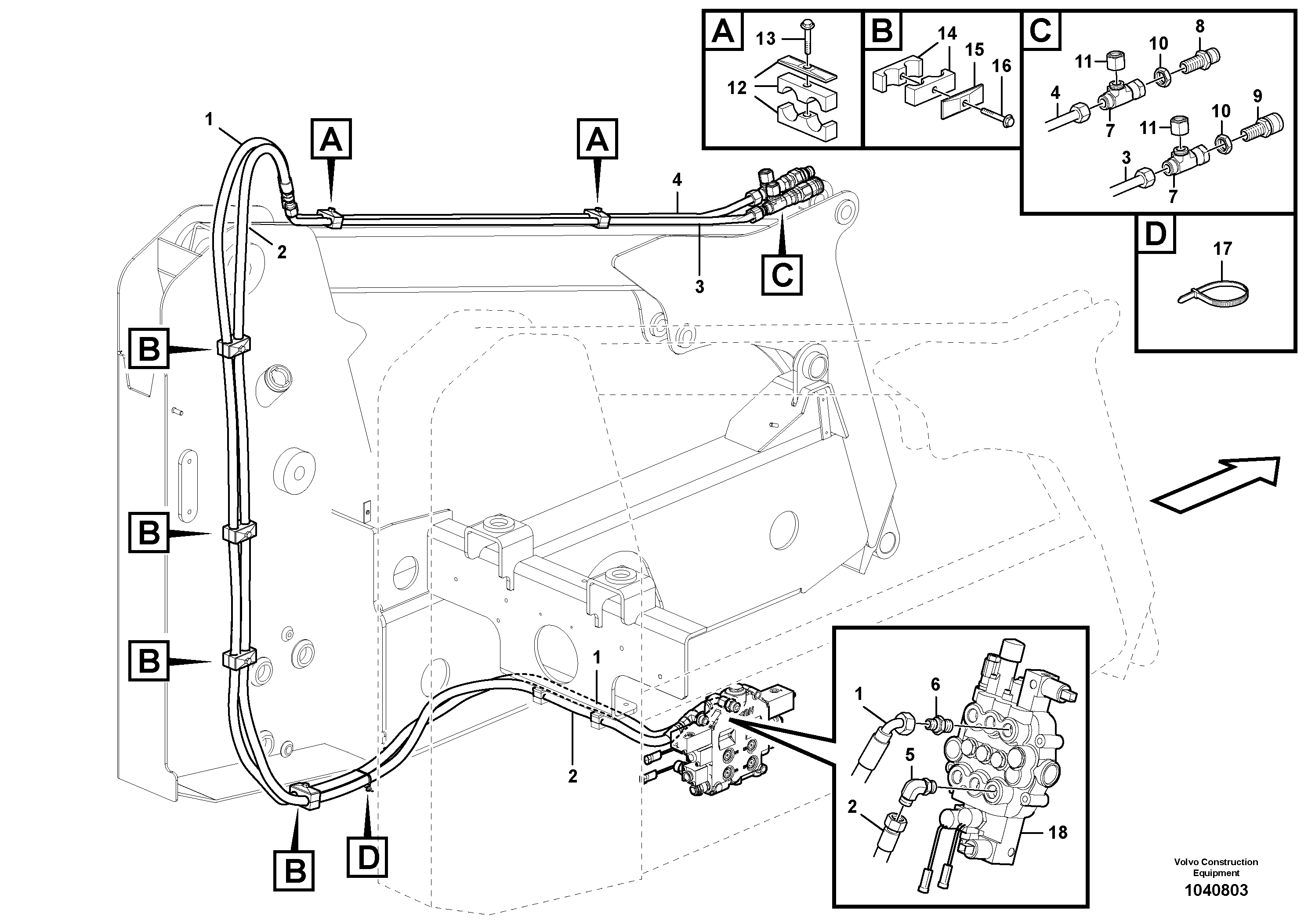 Схема запчастей Volvo MC80B - 102538 Auxiliary hydraulic circuit MC80B S/N 71000 -