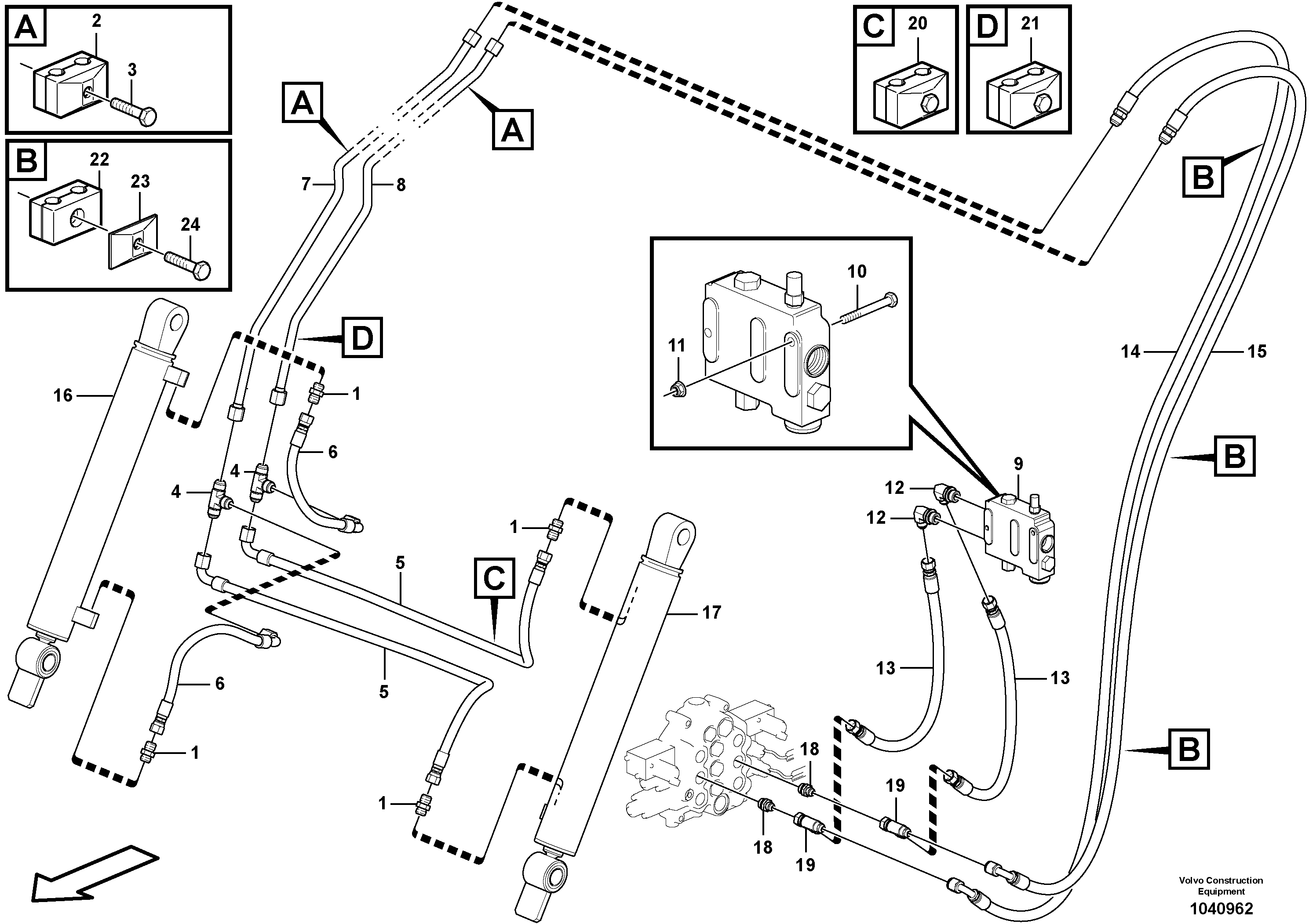 Схема запчастей Volvo MC80B - 46743 Attachment tilt hydraulic circuit MC80B S/N 71000 -