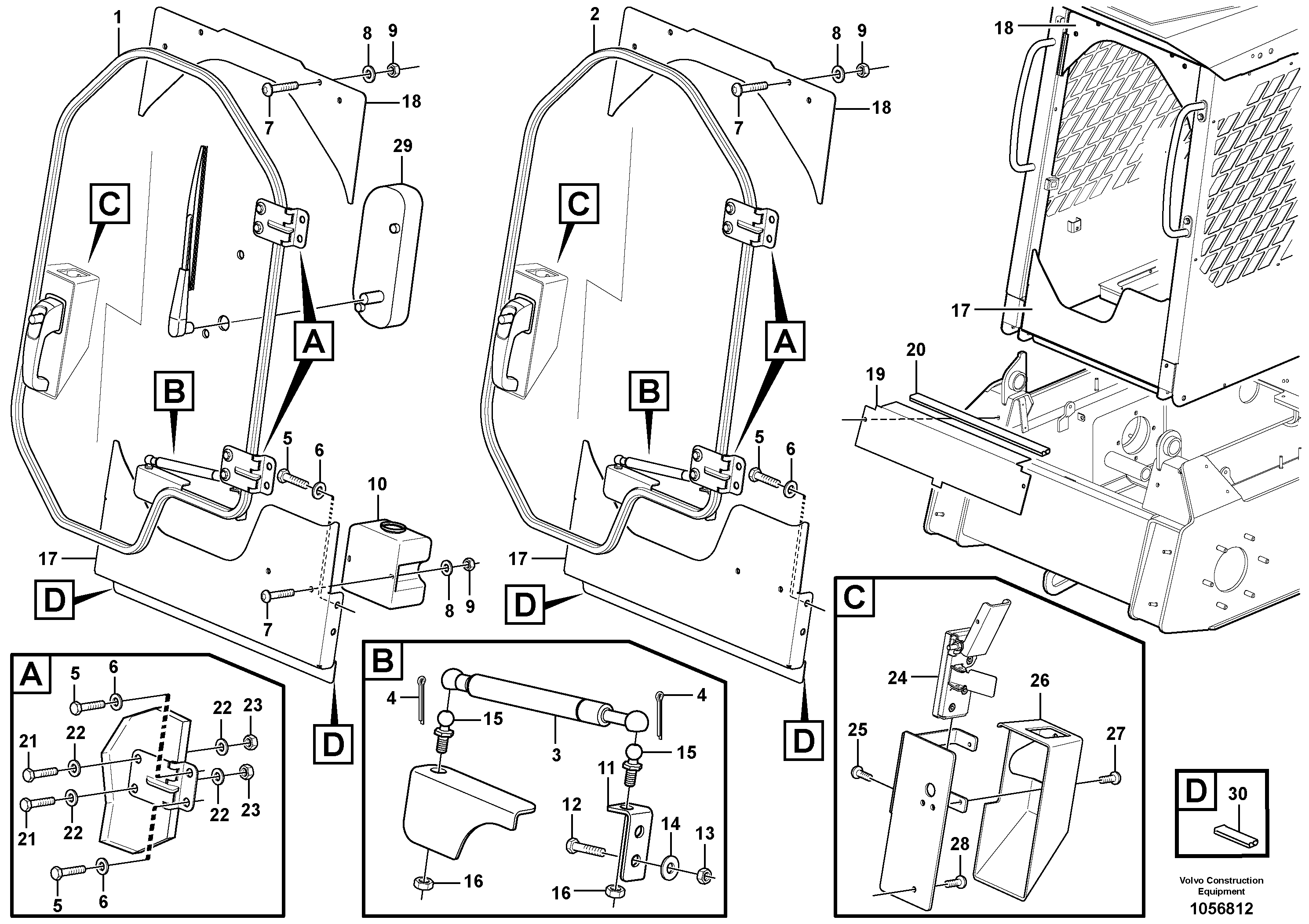 Схема запчастей Volvo MC80B - 83176 Door with fitting parts MC80B
