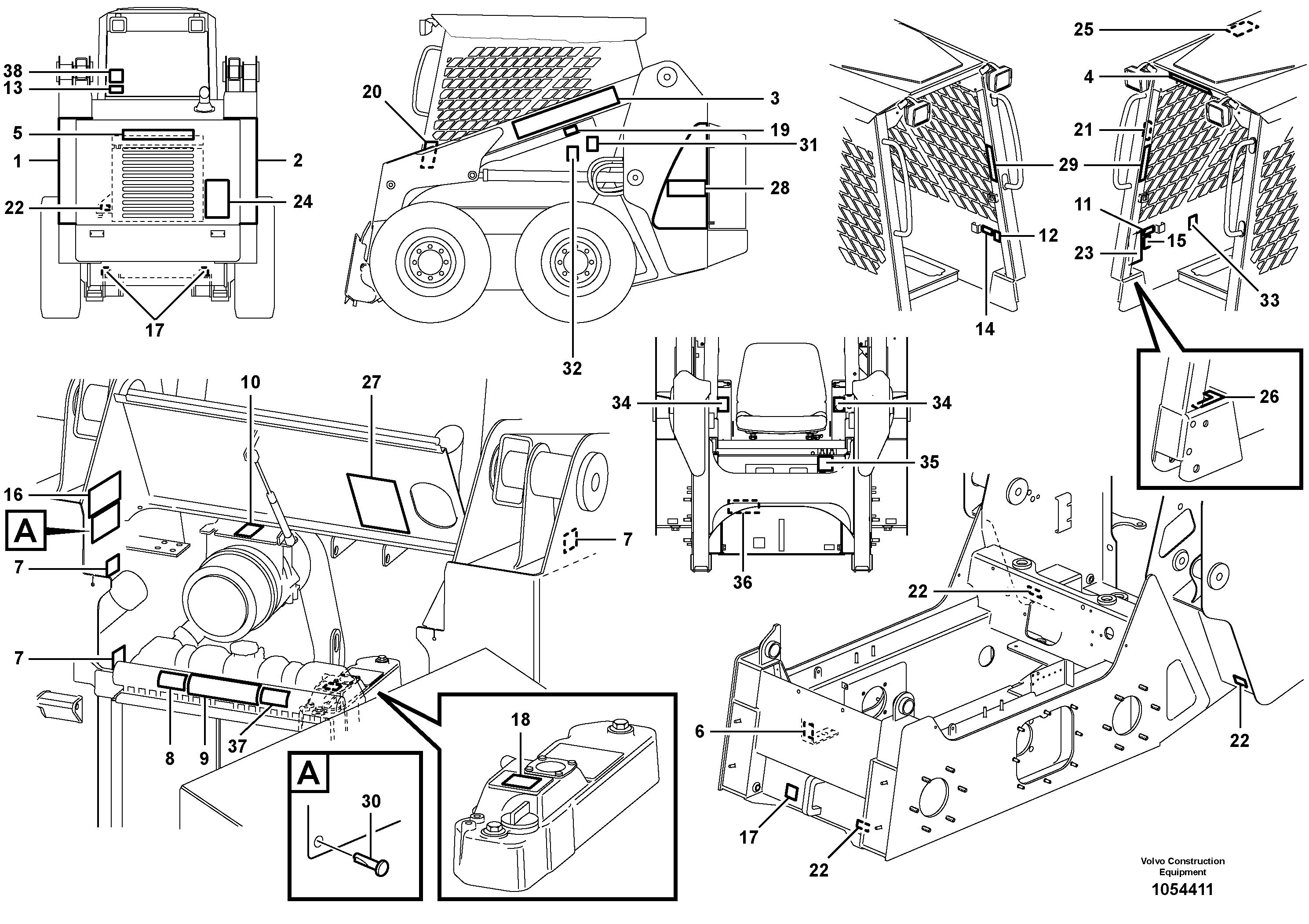 Схема запчастей Volvo MC80B - 11383 Sign plates and decals MC80B