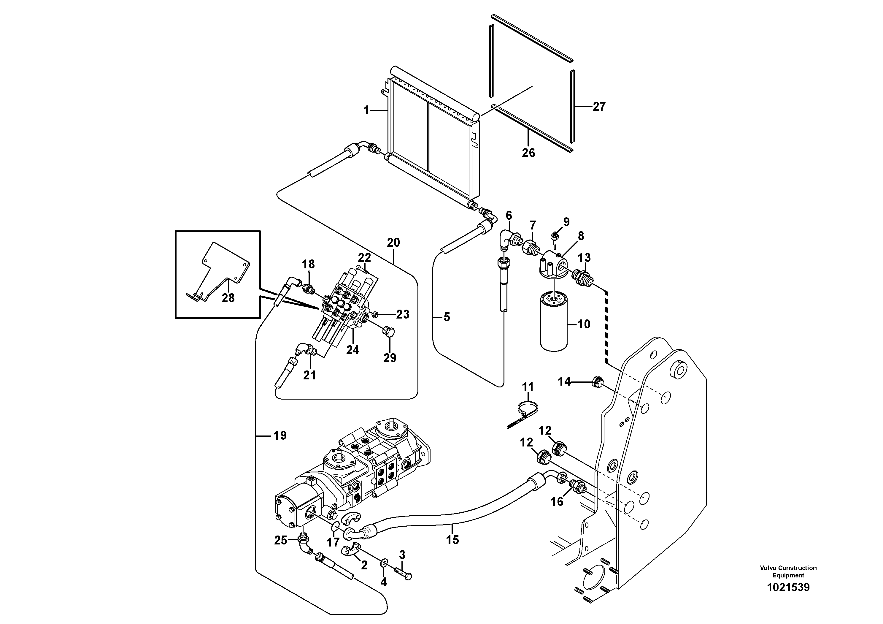 Схема запчастей Volvo MC80B - 10457 Supply/return and Cooling Circuits MC80B