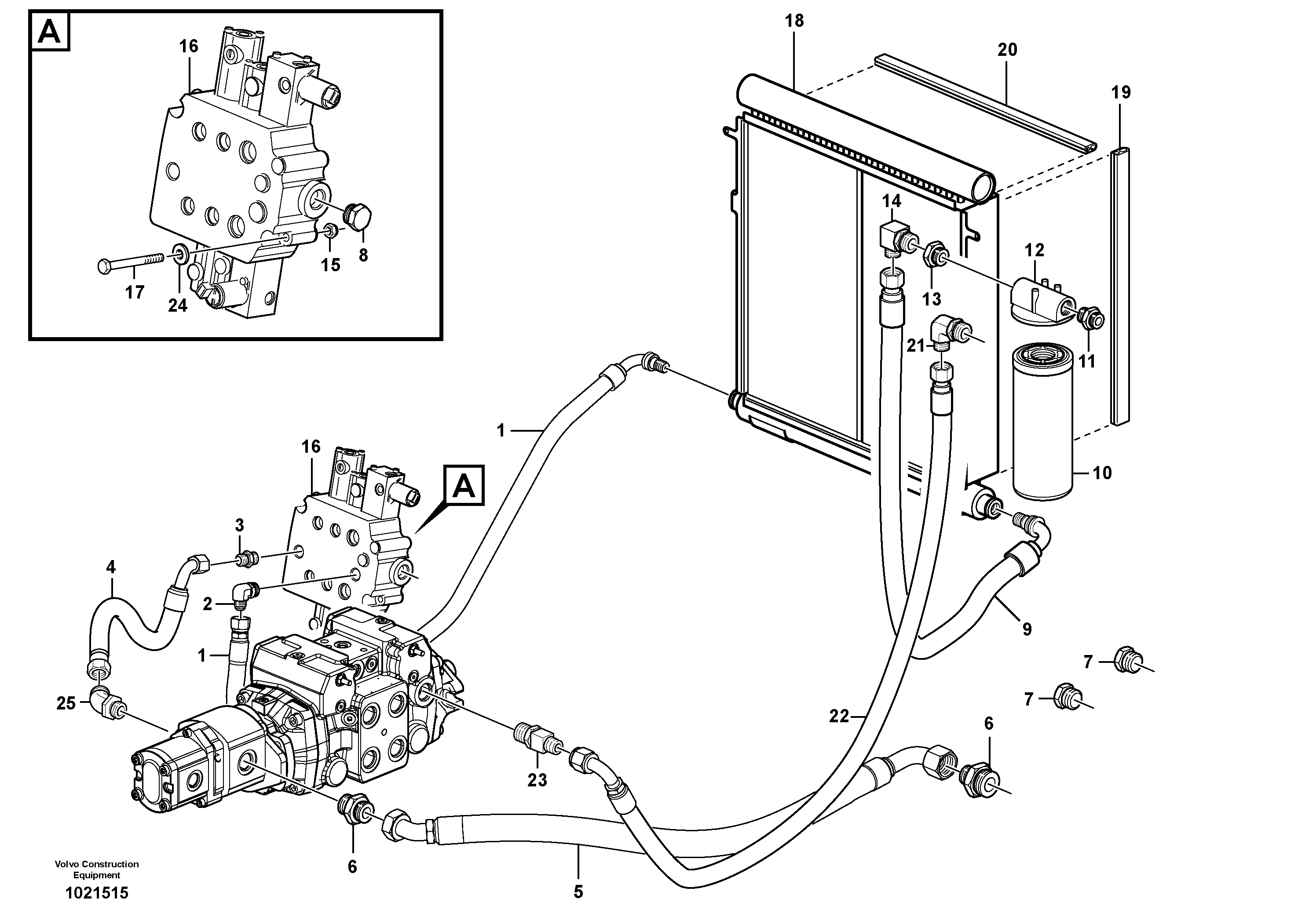Схема запчастей Volvo MC80B - 13306 Supply/return and Cooling Circuits MC80B