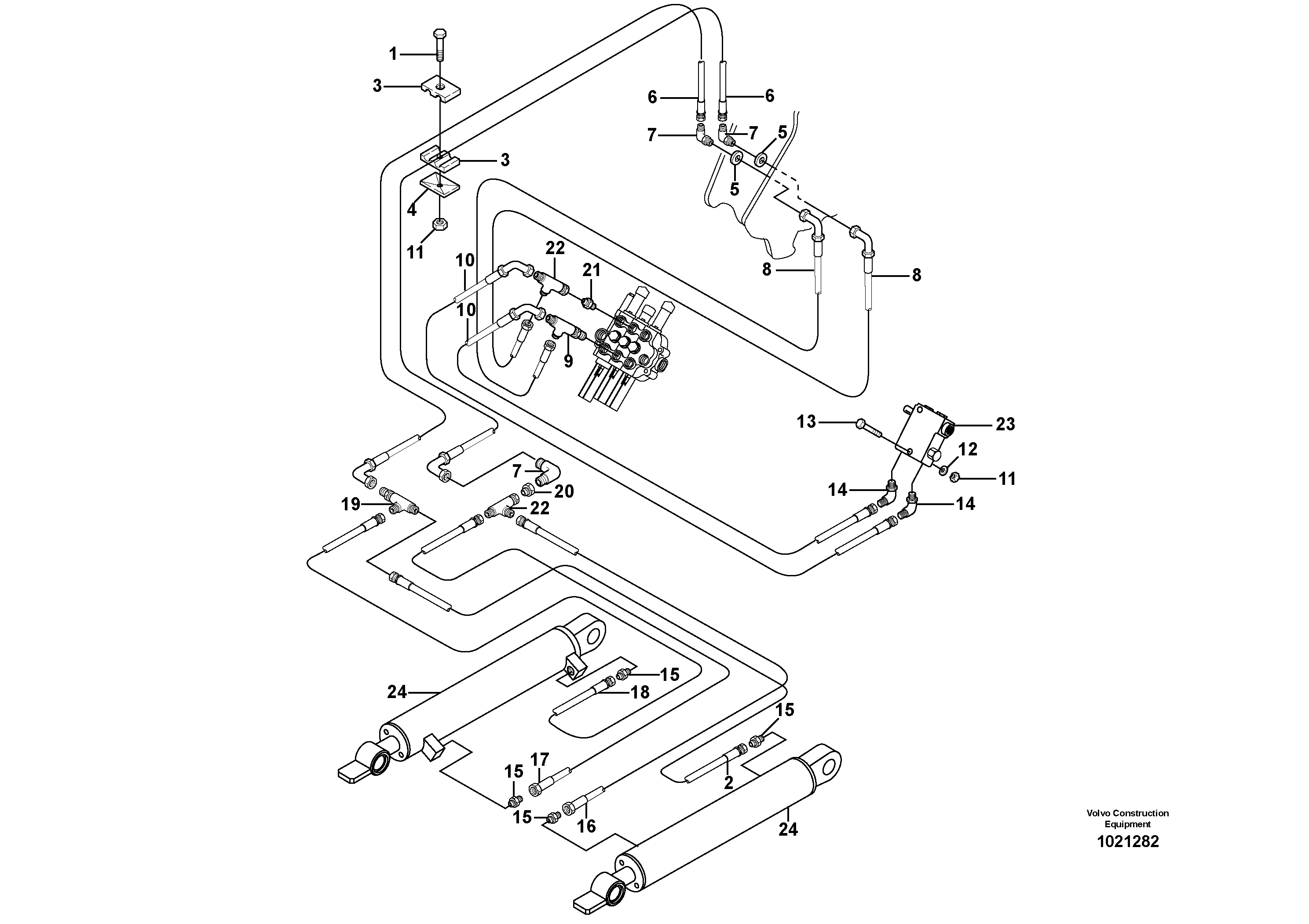 Схема запчастей Volvo MC80B - 13309 Attachment tilt hydraulic circuit MC80B