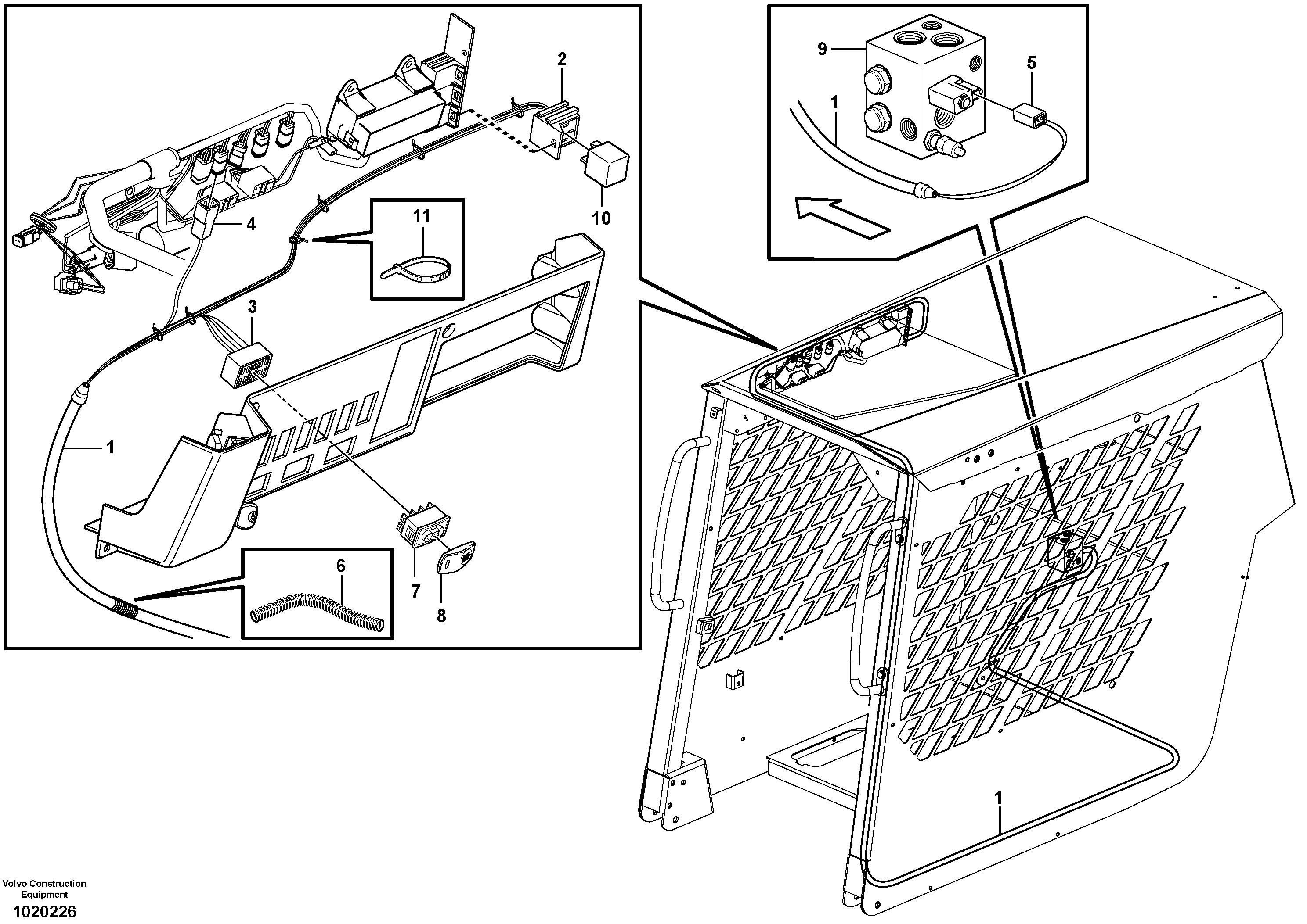 Схема запчастей Volvo MC90B - 91972 Cable harness High Flow MC90B