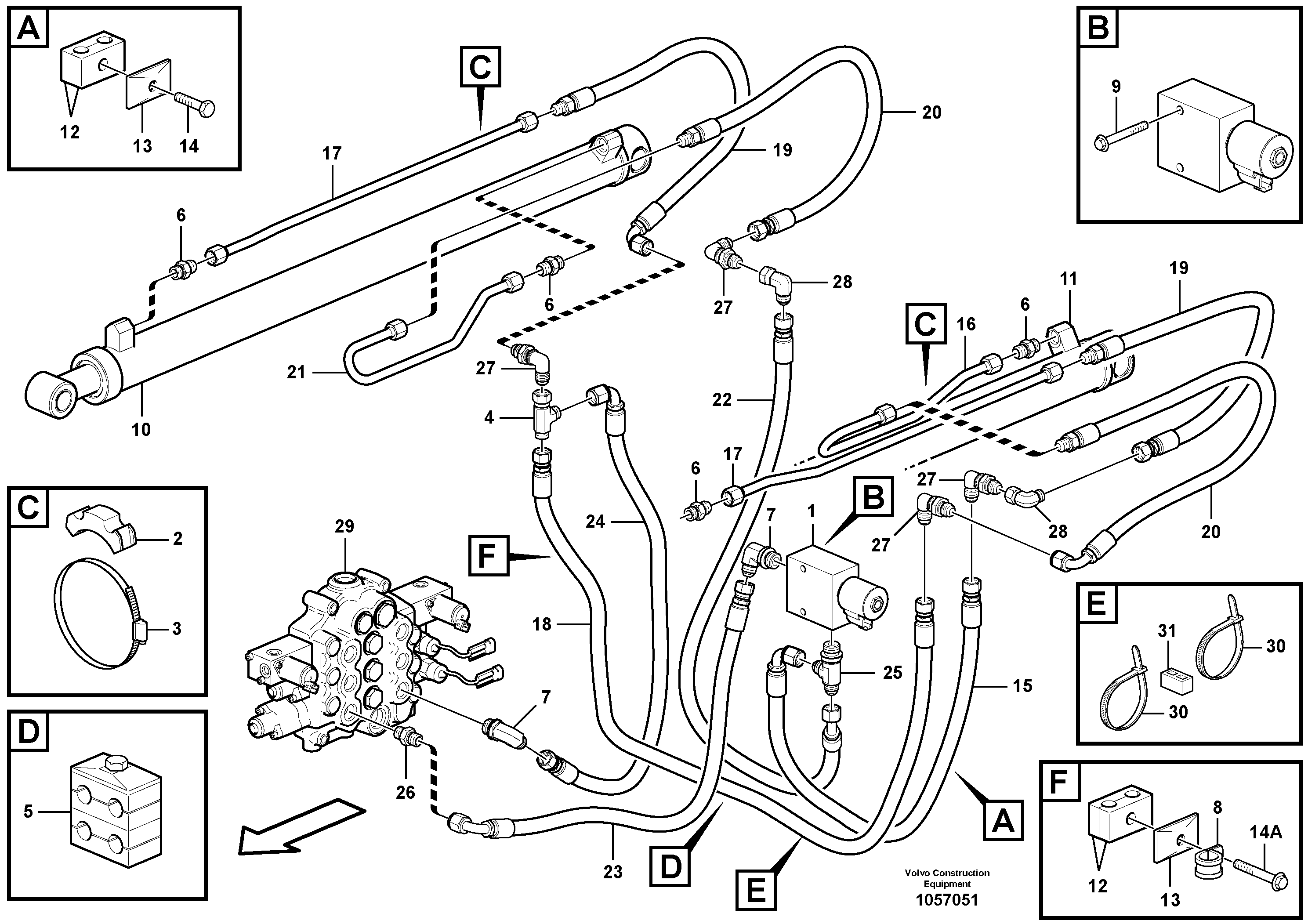 Схема запчастей Volvo MC90B - 84496 Loader arm hydraulic circuit MC90B S/N 71000 -