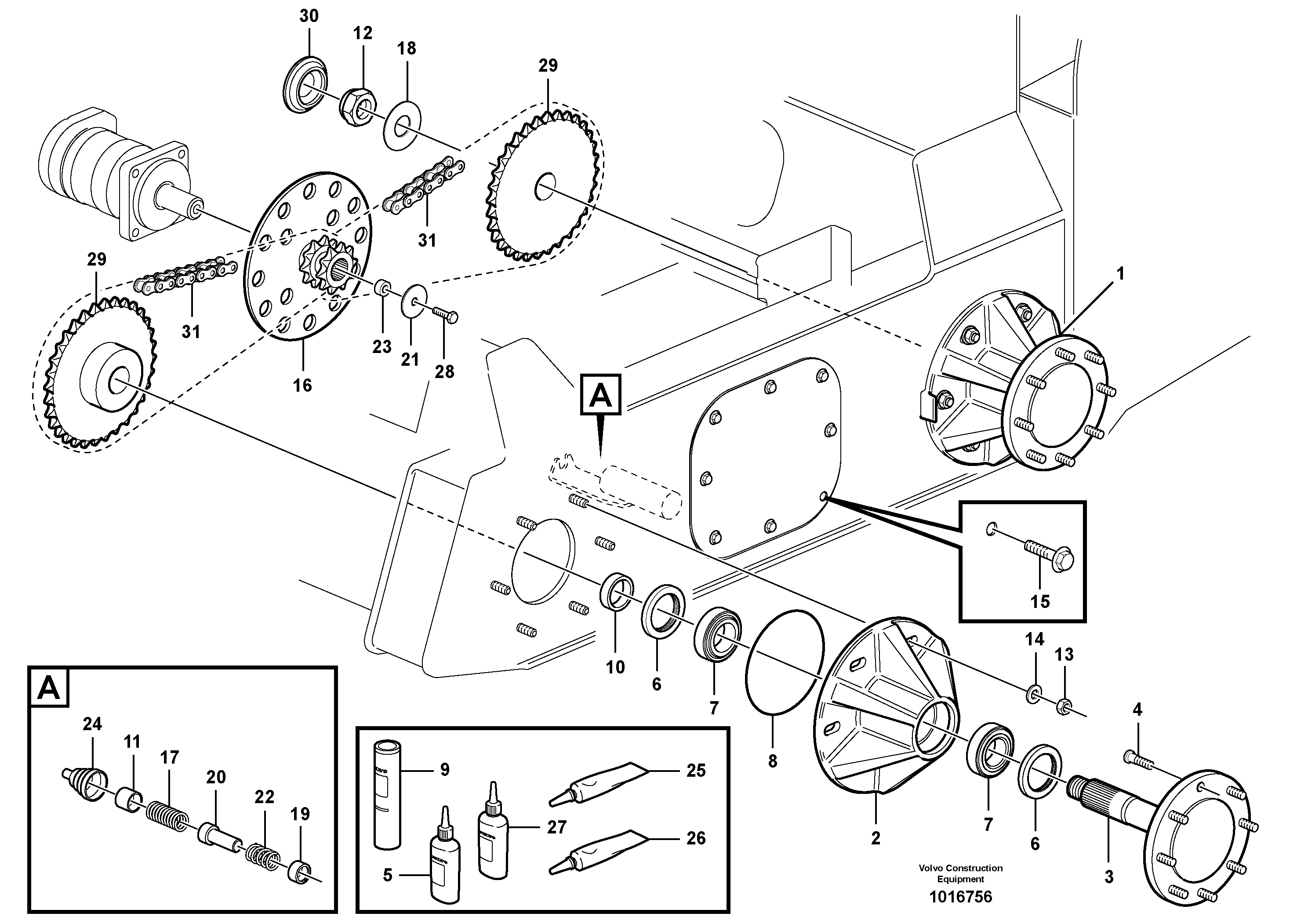 Схема запчастей Volvo MC90B - 8125 Drivetrain components MC90B