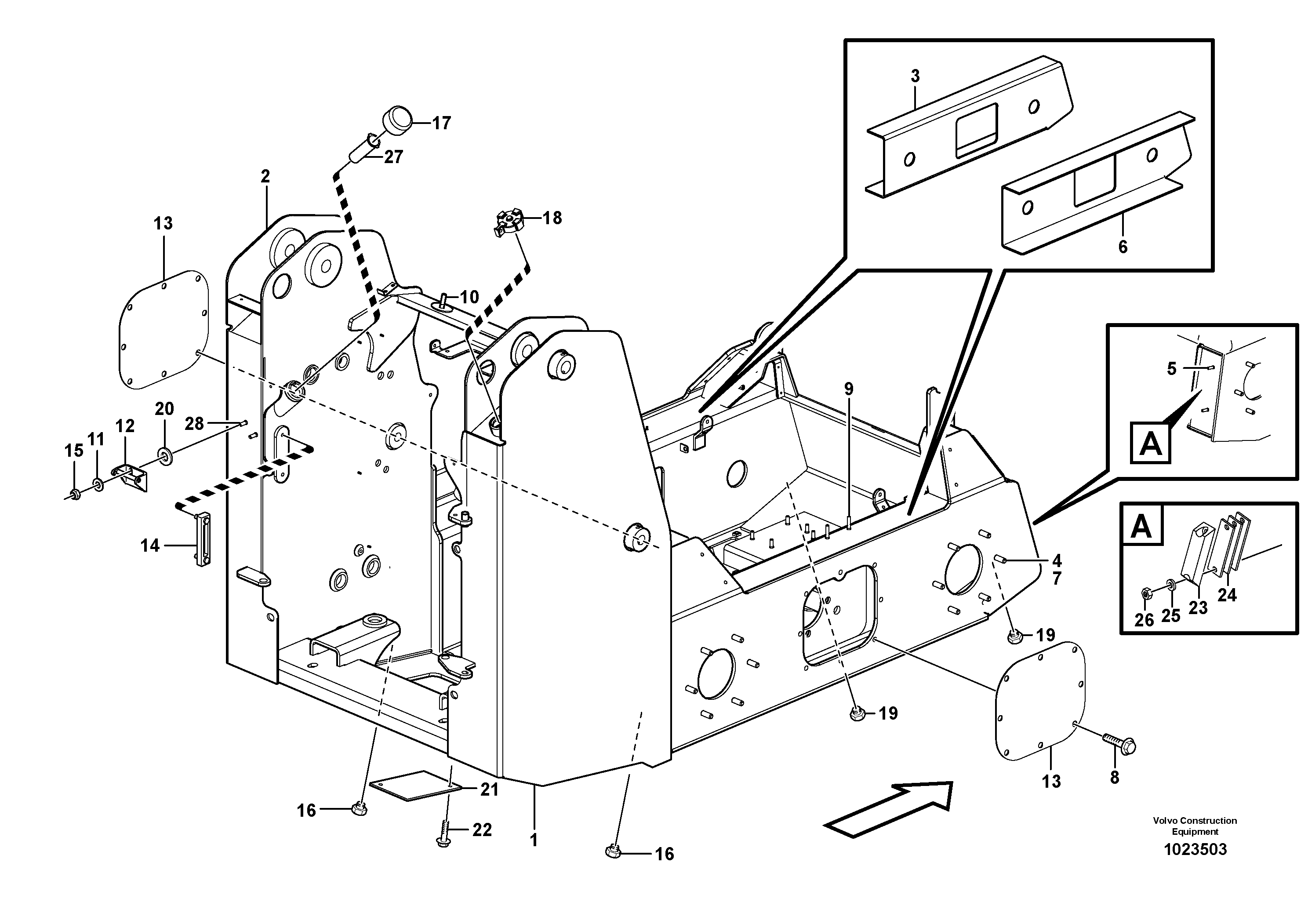 Схема запчастей Volvo MC90B - 57461 Frame MC90B