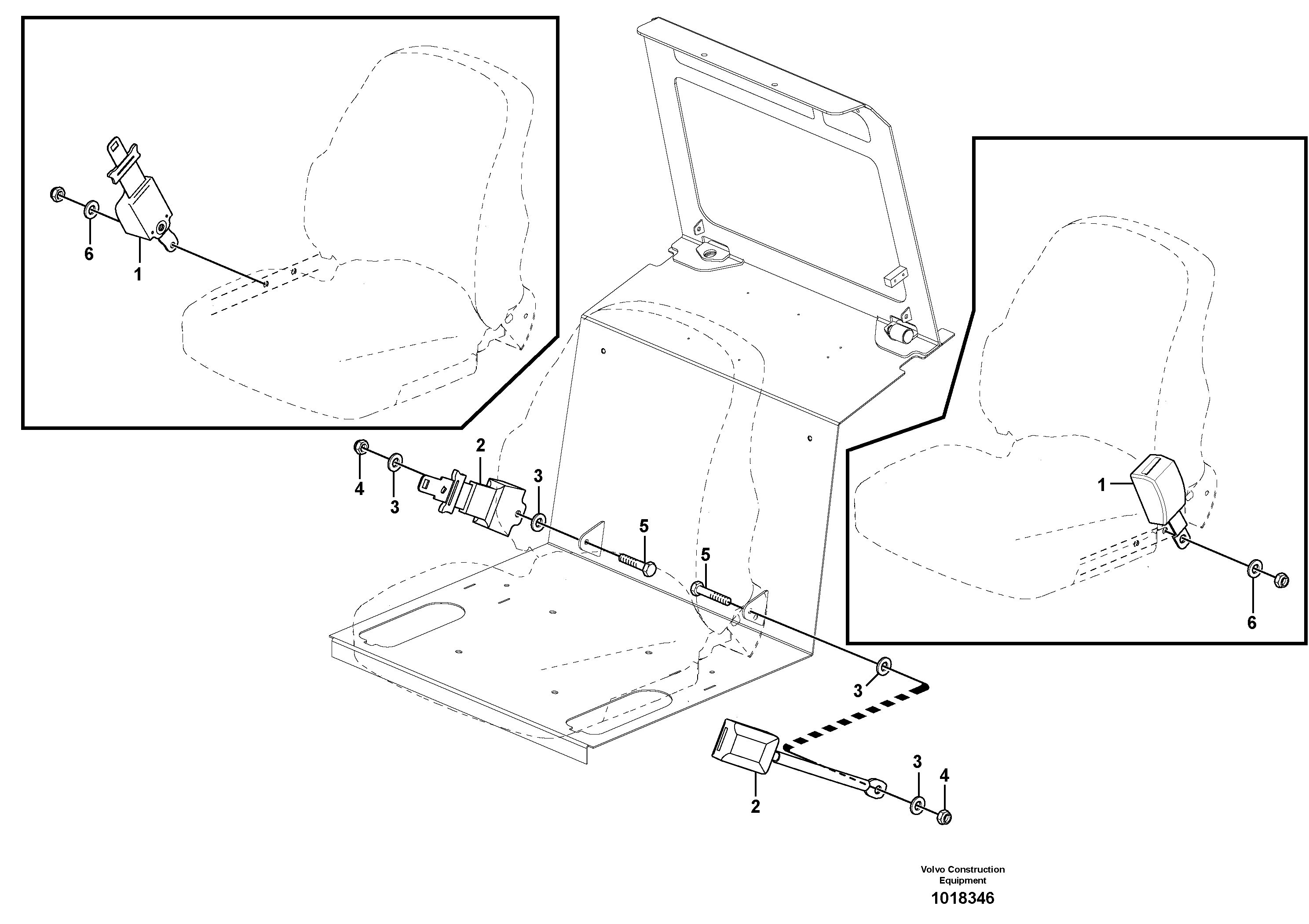 Схема запчастей Volvo MC90B - 22075 Seat belt operators seat MC90B