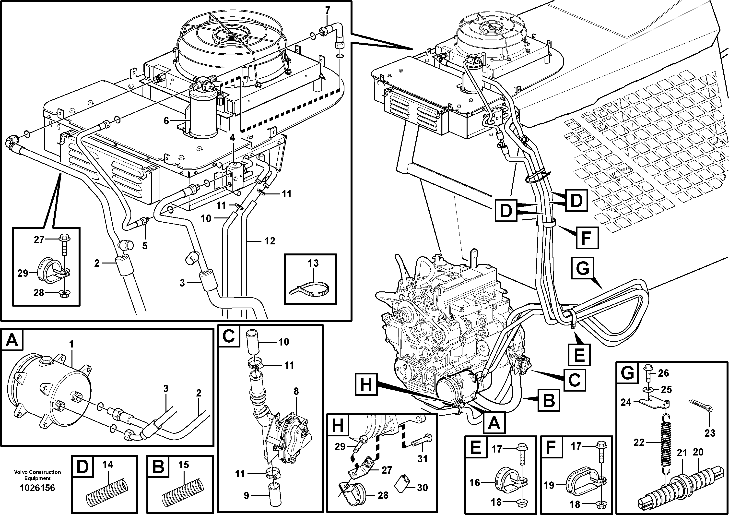 Схема запчастей Volvo MC90B - 96469 Installation hoses, heat and air conditioning MC90B