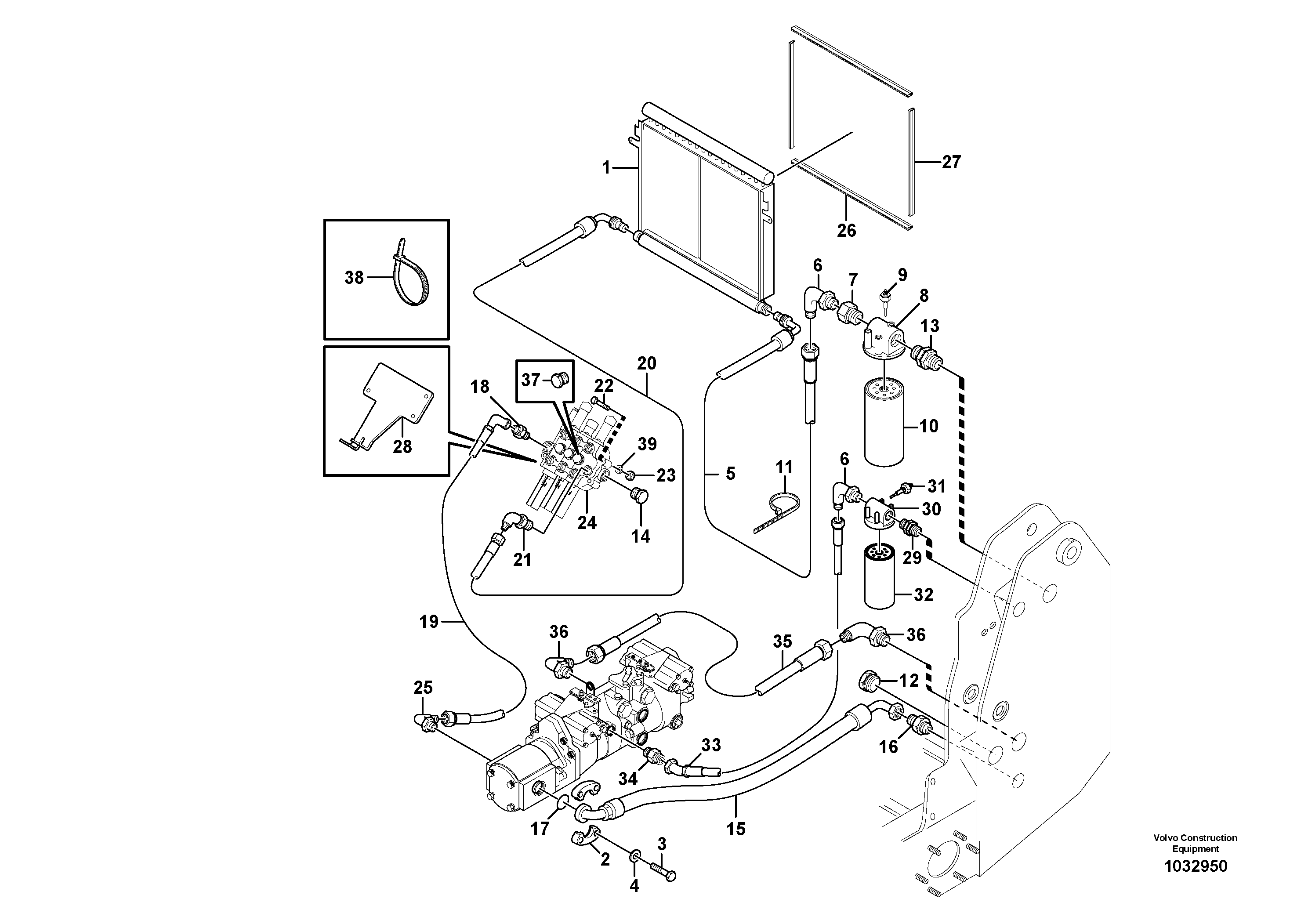 Схема запчастей Volvo MC90B - 6875 Supply/return and Cooling Circuits MC90B