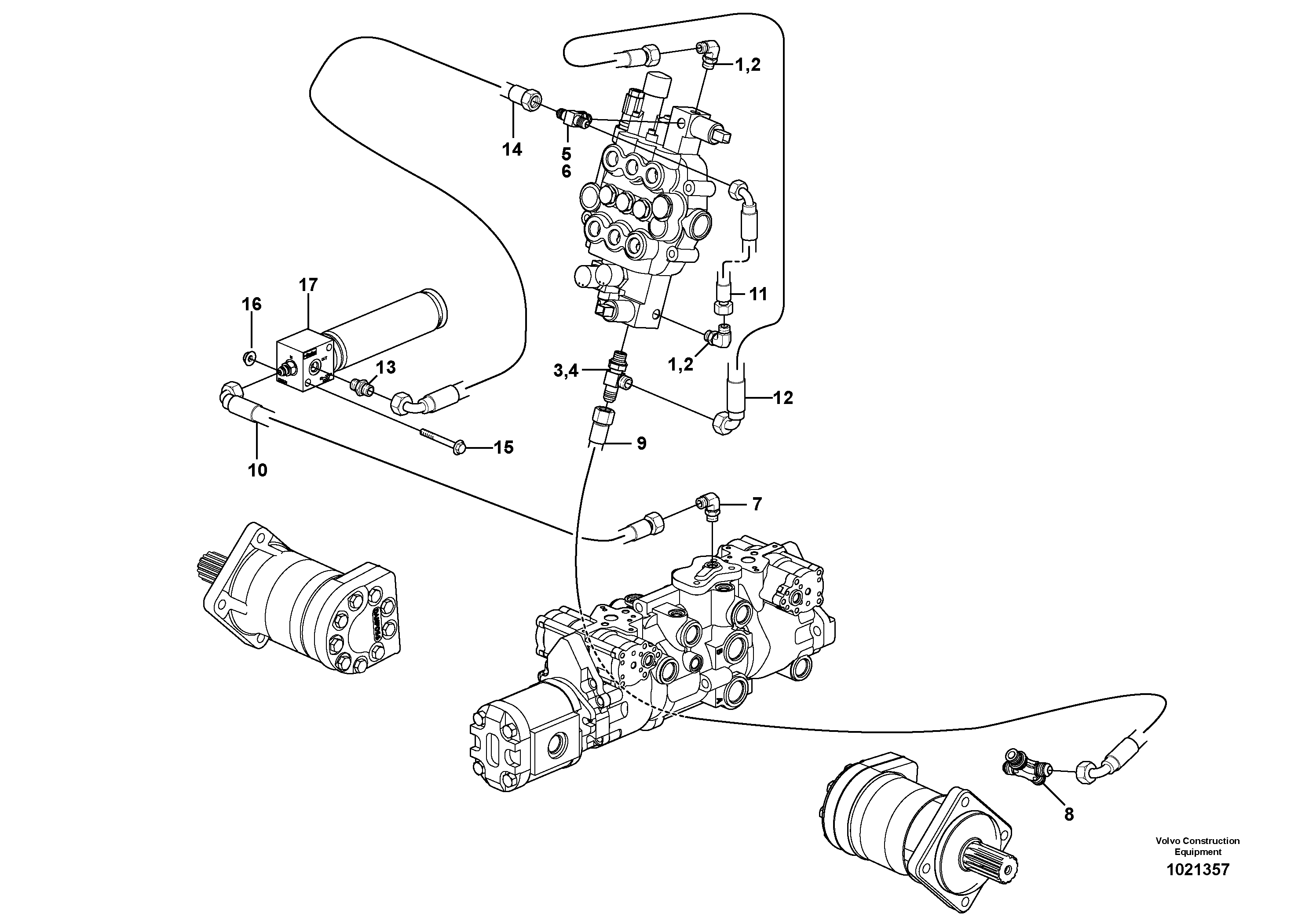 Схема запчастей Volvo MC90B - 102962 Pipes and hoses hydraulic system Std MC90B