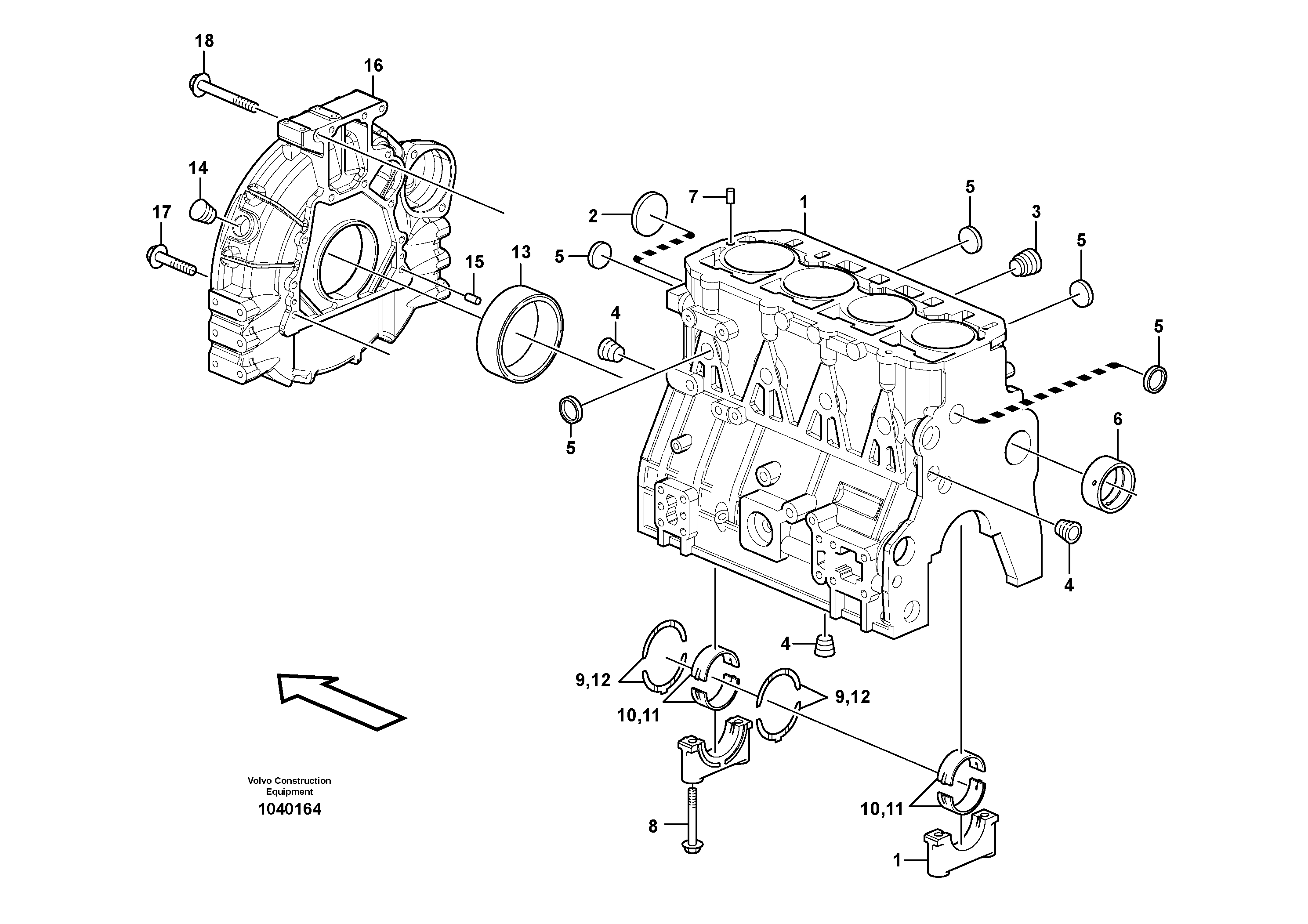 Схема запчастей Volvo MC90B - 61043 Блок цилиндров MC90B S/N 71000 -