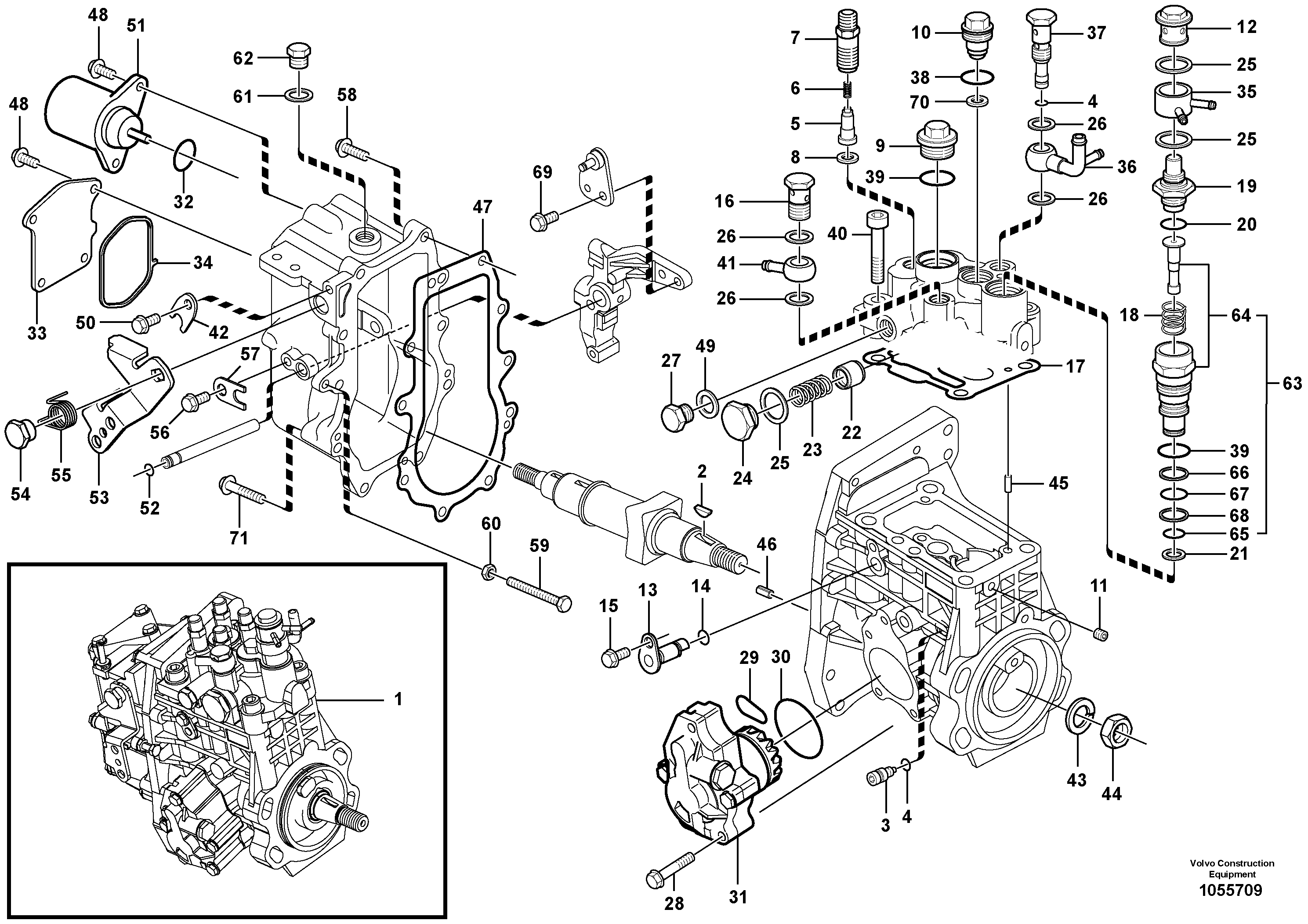 Схема запчастей Volvo MC90B - 16400 Fuel injection pump with fitting parts MC90B S/N 71000 -