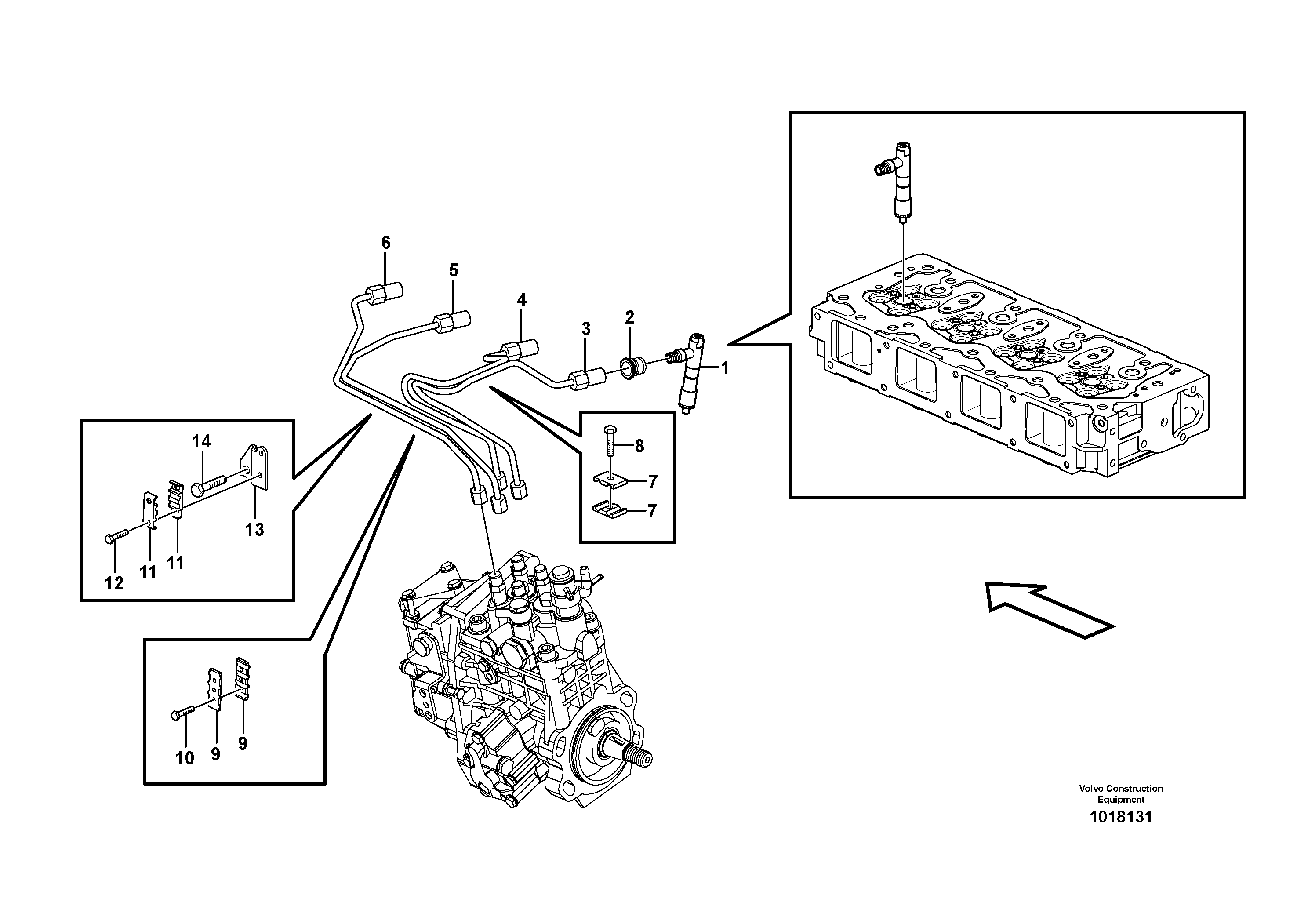 Схема запчастей Volvo MC90B - 58478 Fuel lines and injectors MC90B S/N 71000 -