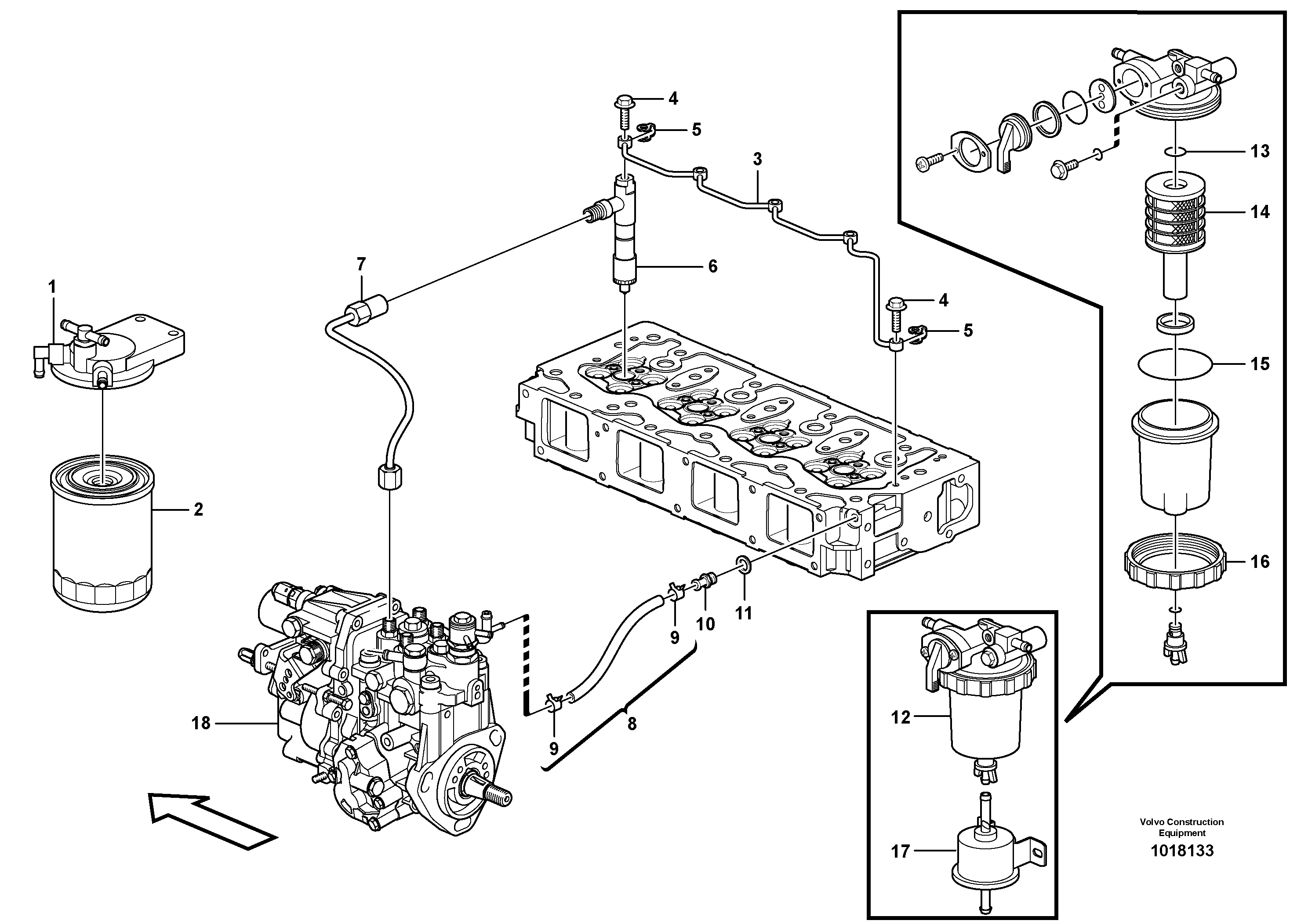 Схема запчастей Volvo MC90B - 59476 Fuel pipes, injection pump - fuel filter MC90B S/N 71000 -
