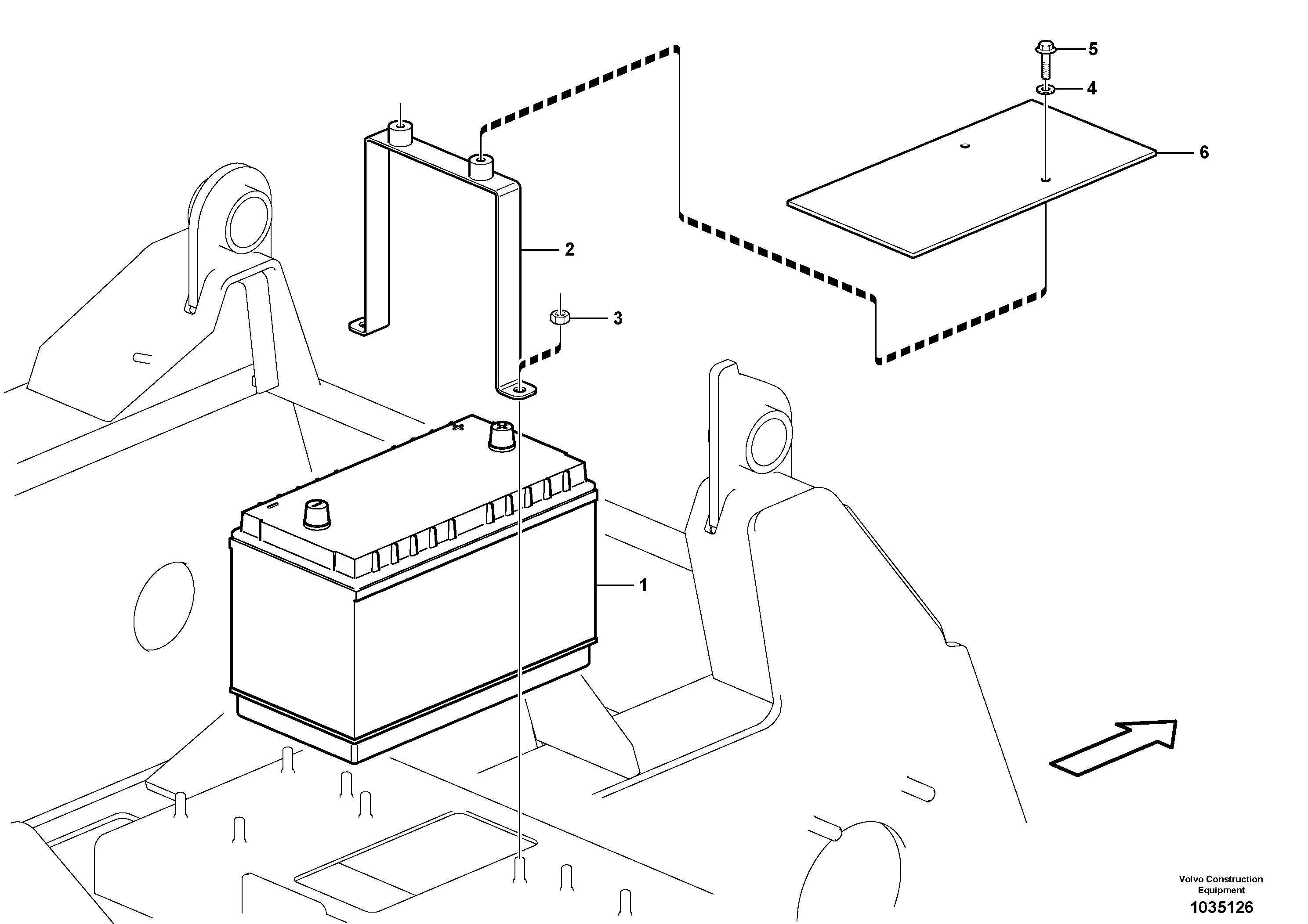 Схема запчастей Volvo MC90B - 38834 Battery box with fitting parts MC90B S/N 71000 -