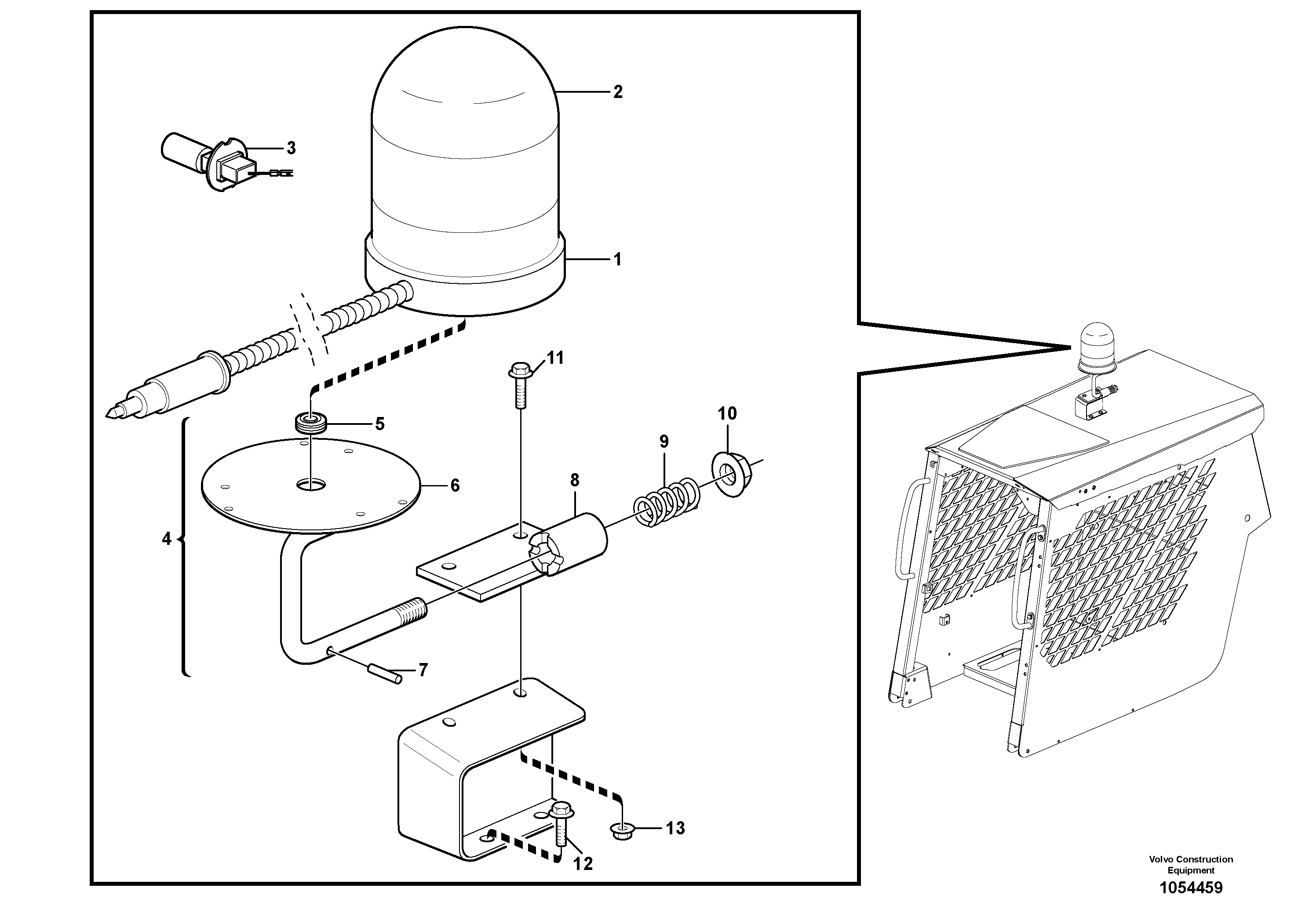 Схема запчастей Volvo MC90B - 90889 Rotating beacon MC90B S/N 71000 -