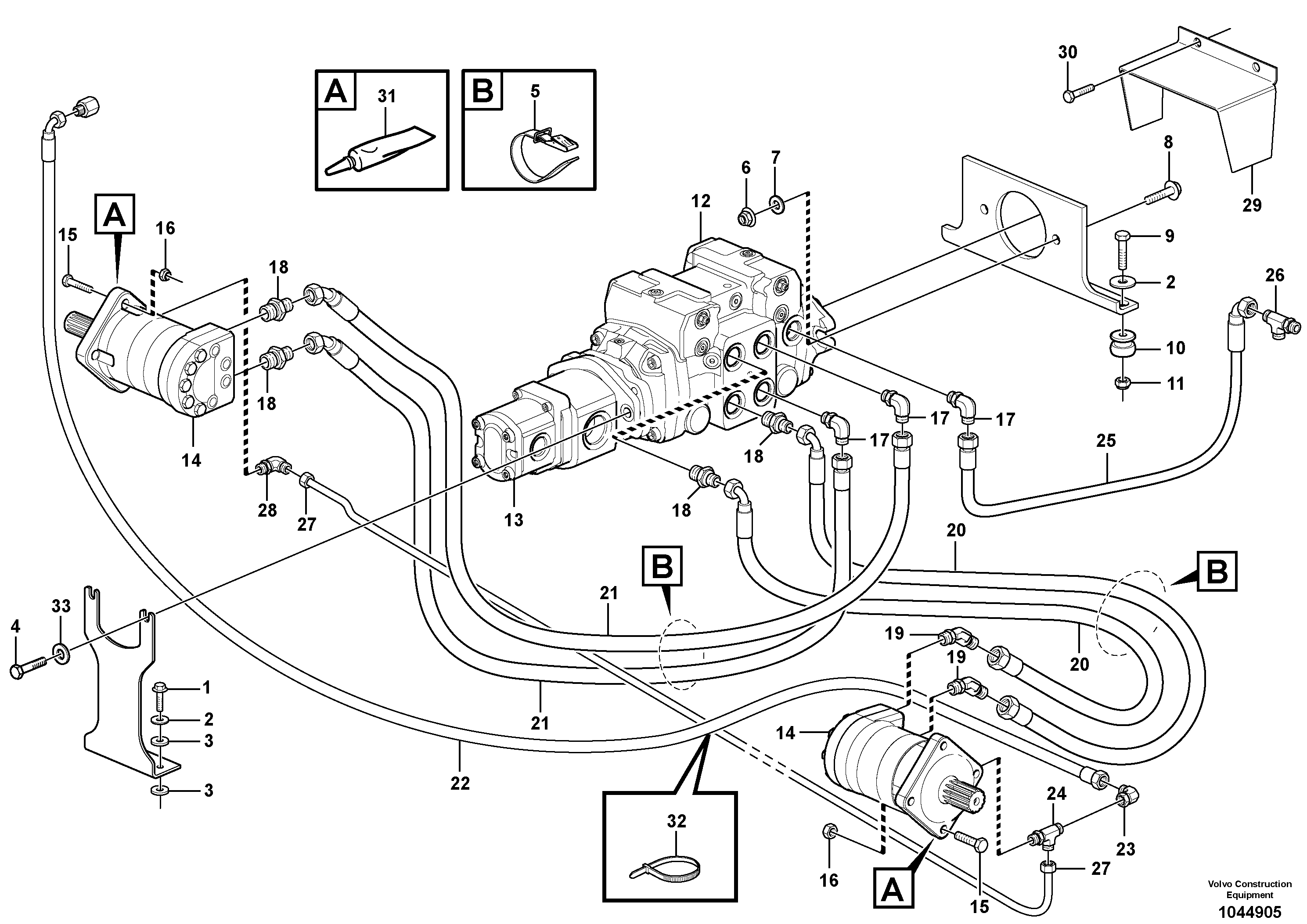 Схема запчастей Volvo MC90B - 37192 Hydraulic system Transport MC90B S/N 71000 -