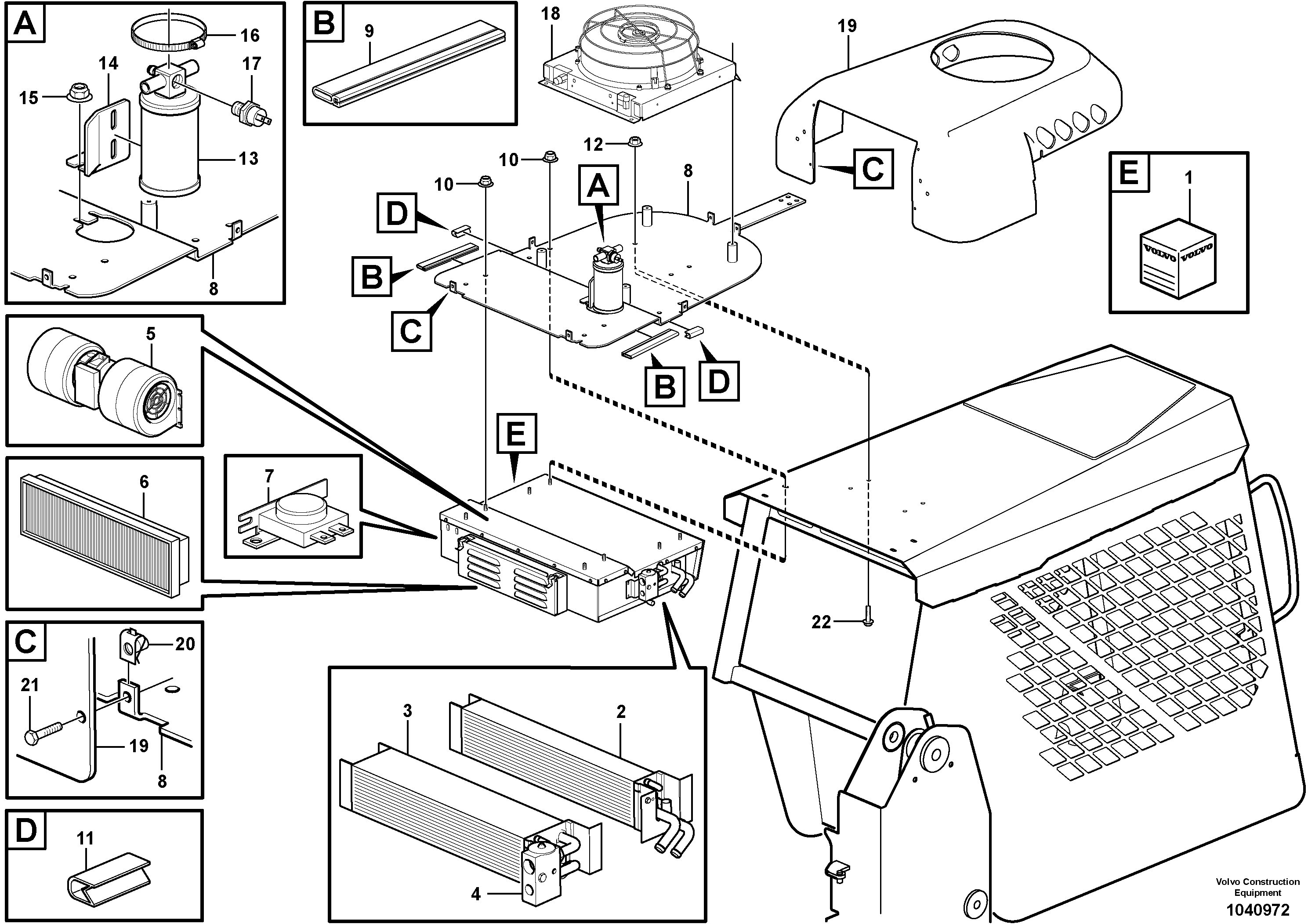 Схема запчастей Volvo MC90B - 60772 Air conditioning MC90B S/N 71000 -