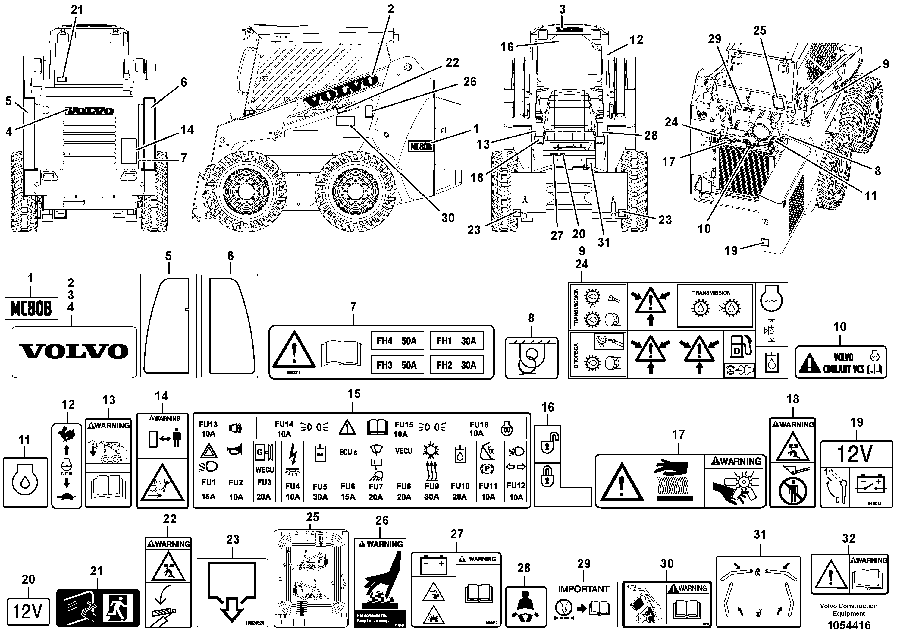 Схема запчастей Volvo MC90B - 103544 Decals MC90B S/N 71000 -