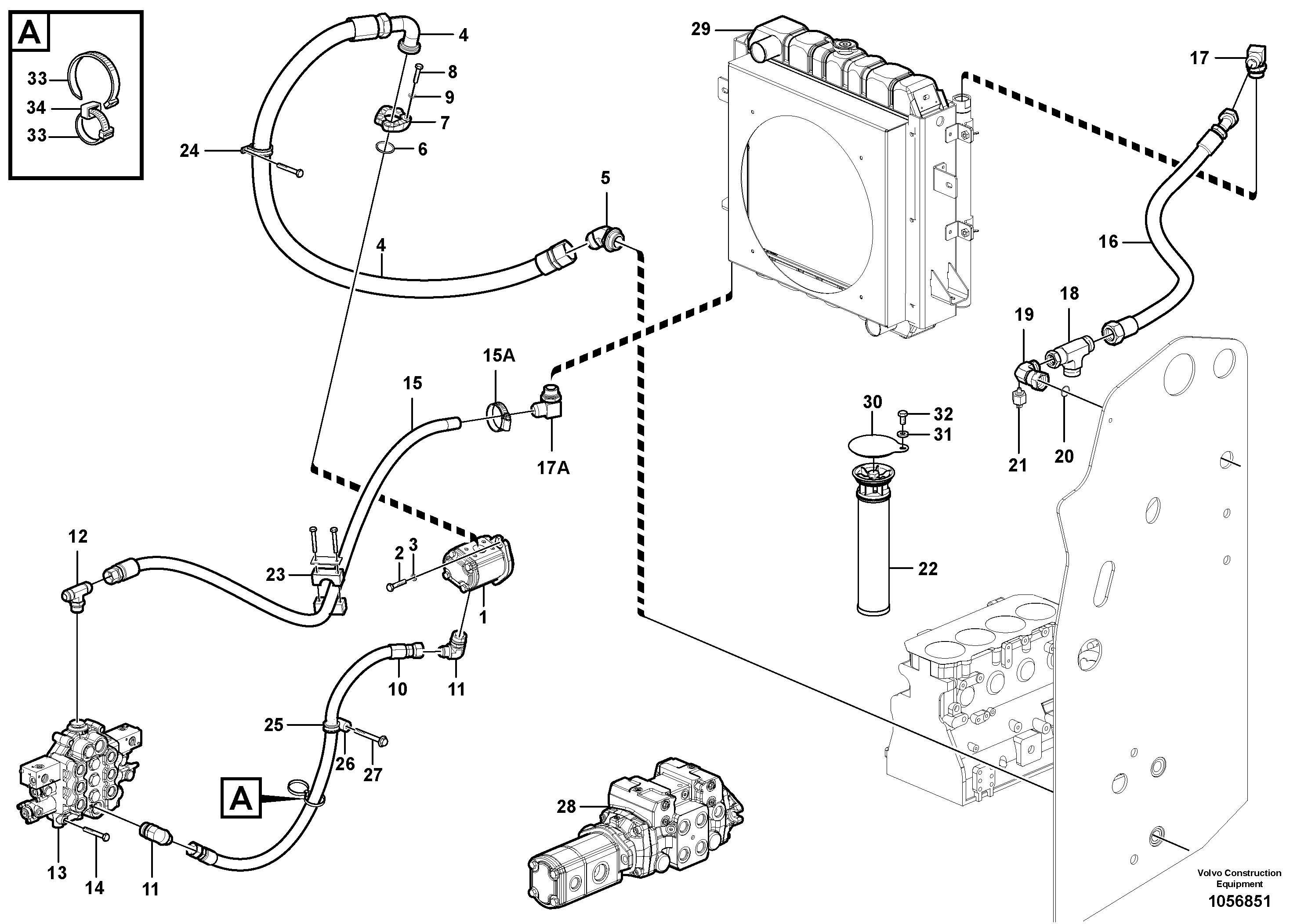 Схема запчастей Volvo MC90B - 76493 Supply/return and Cooling Circuits MC90B S/N 71000 -