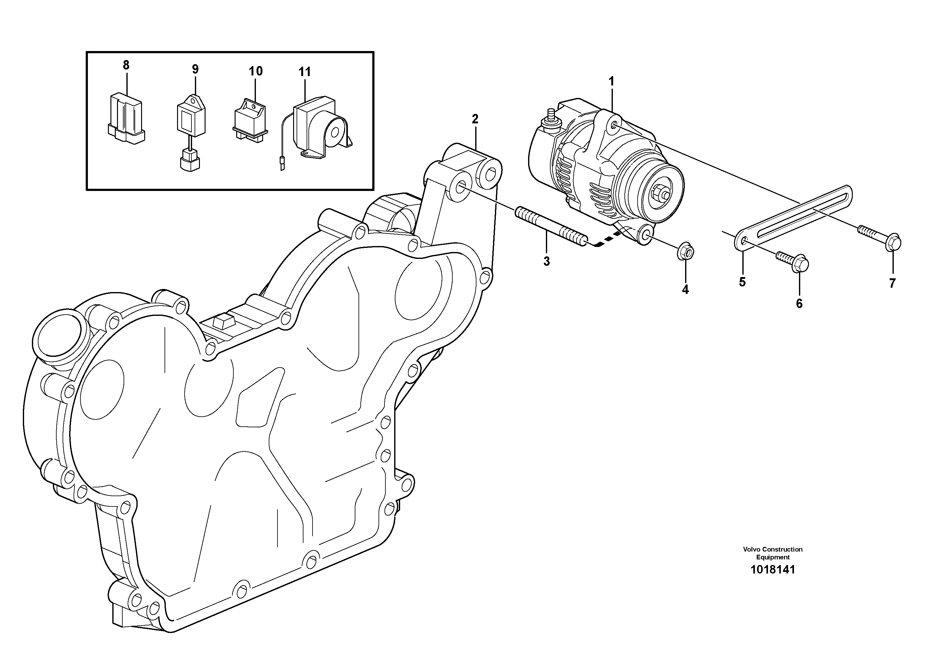 Схема запчастей Volvo MC90B - 12788 Alternator with assembling details MC90B
