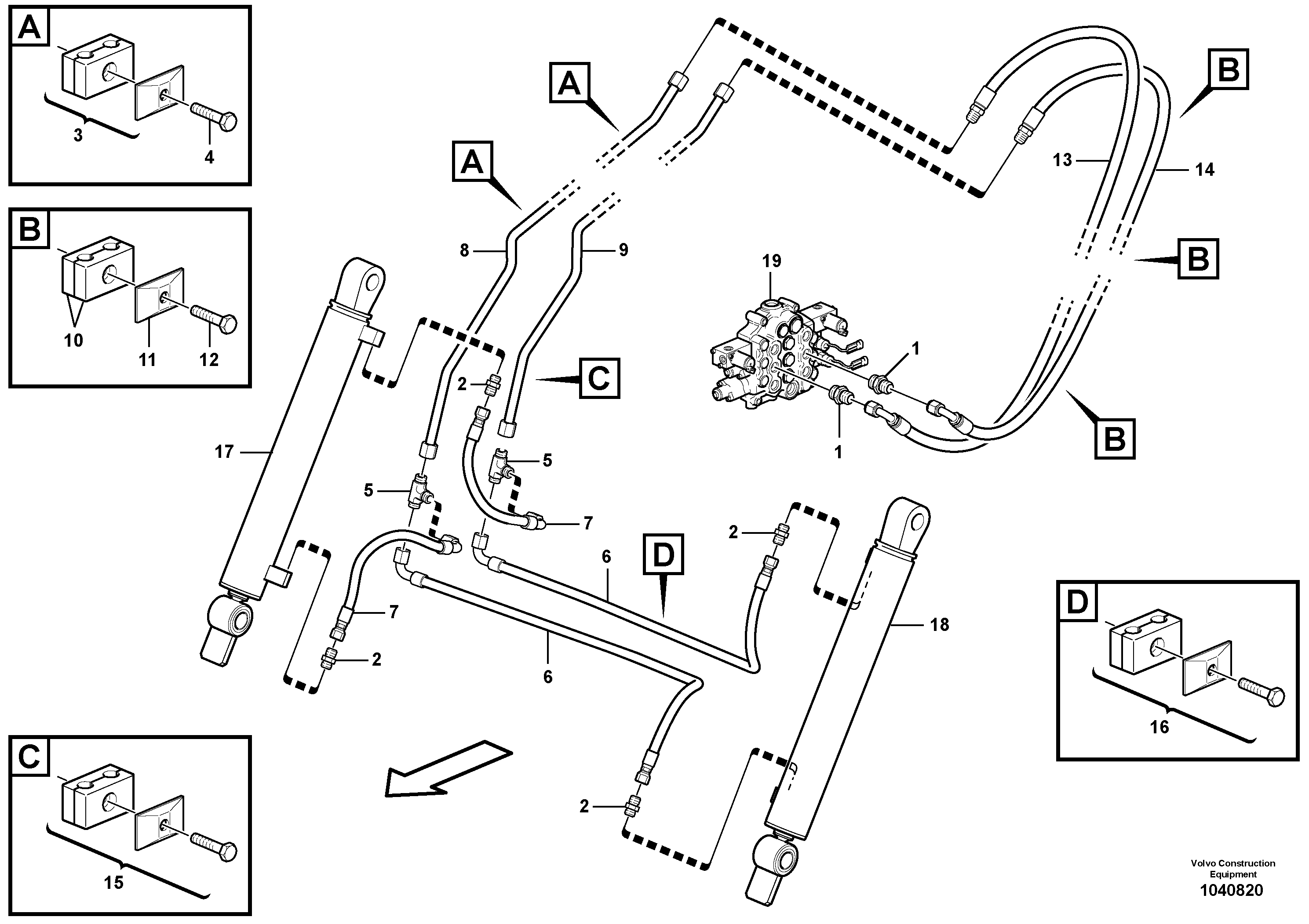 Схема запчастей Volvo MC90B - 44491 Attachment tilt hydraulic circuit MC90B S/N 71000 -
