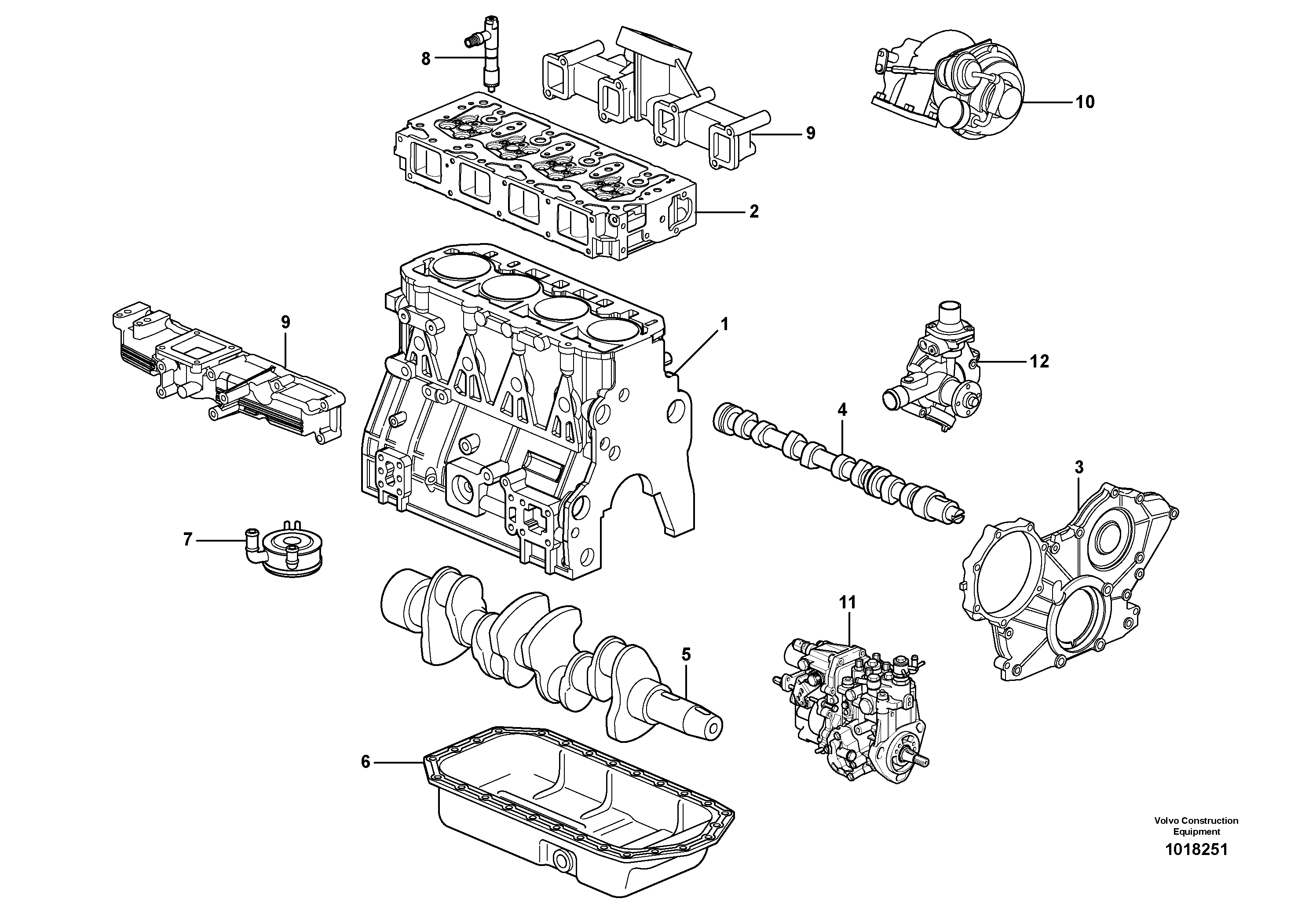 Схема запчастей Volvo MC110B - 57416 Двигатель в сборе MC110B